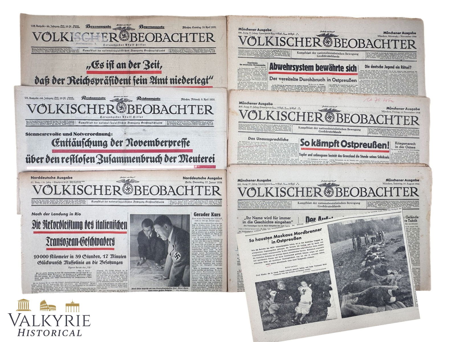 Set of 6 Numbers of the NSDAP Official Organ "Volkischer Beobachter Zeitung" - 1930s (1 of 20)
