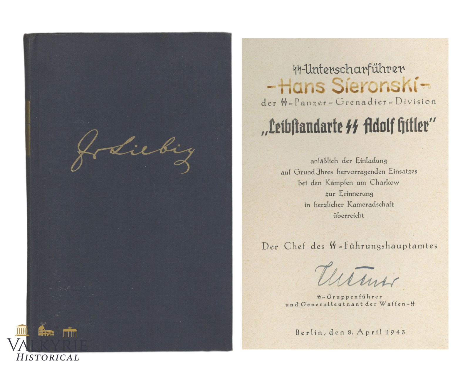 German Book "Justus Von Liebig" With Dedicatory to a Leibstandarte SS Adolf Hitler Division Soldier (1 of 10)