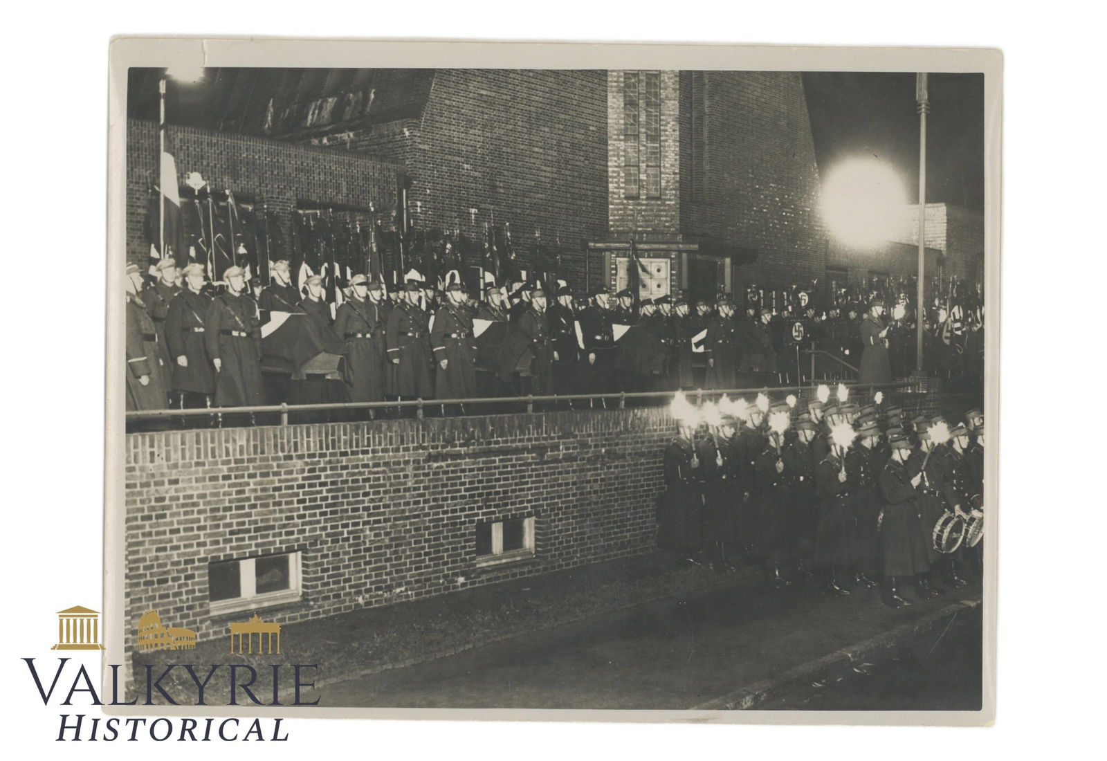 German Press Agency Photo of a SA Nigh March or Parade With Torches: German Press Agency Photo of a SA Nigh March or Parade With Torches. With ink stamp of the agency on the reverse. Size:24x18cm All items for this auction will be shipping from Europe. Shipping cost $2