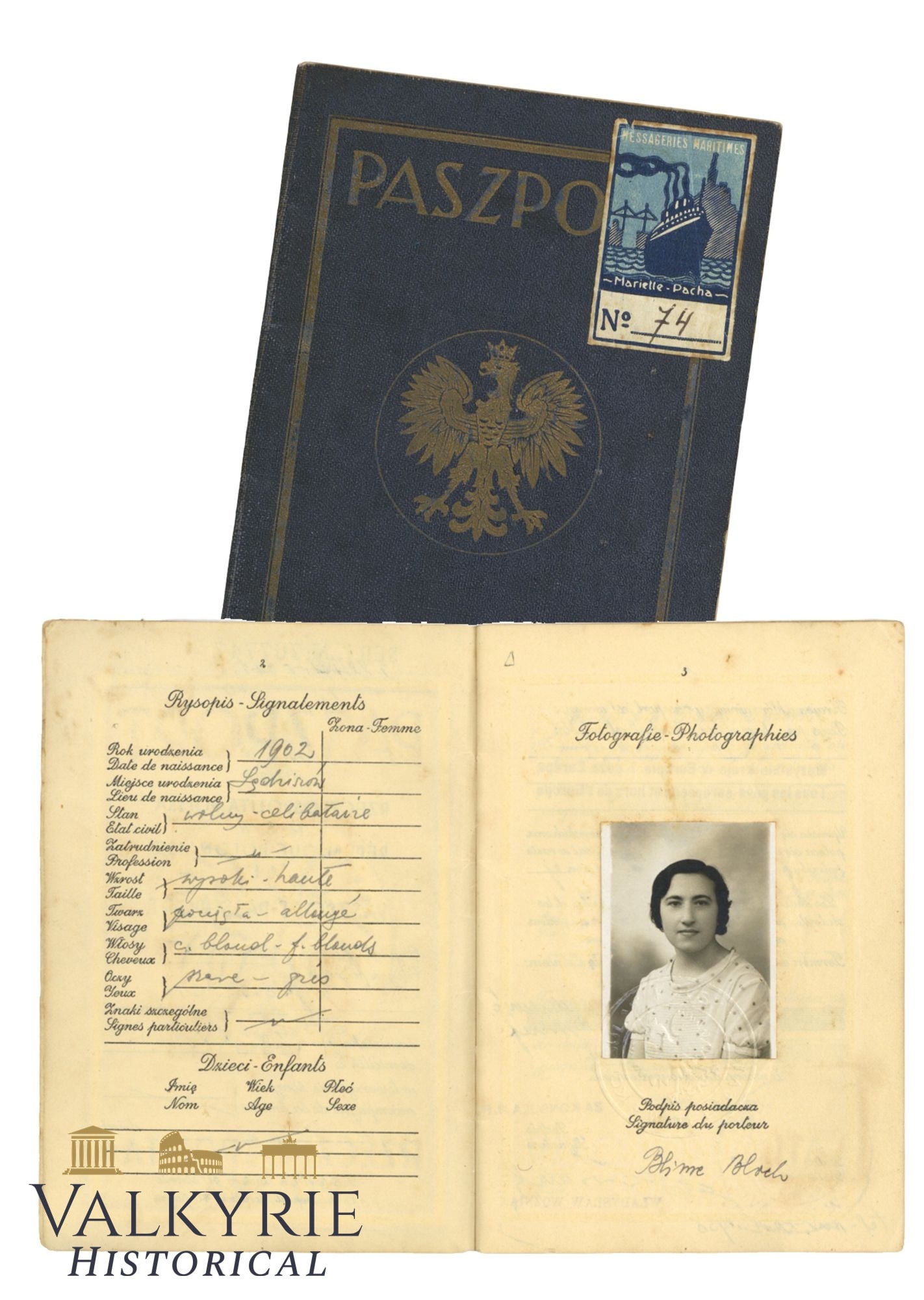 Pre-War Polish Passport Issued to a Polish Jewish Woman in 1938 With Many Visas (1 of 10)