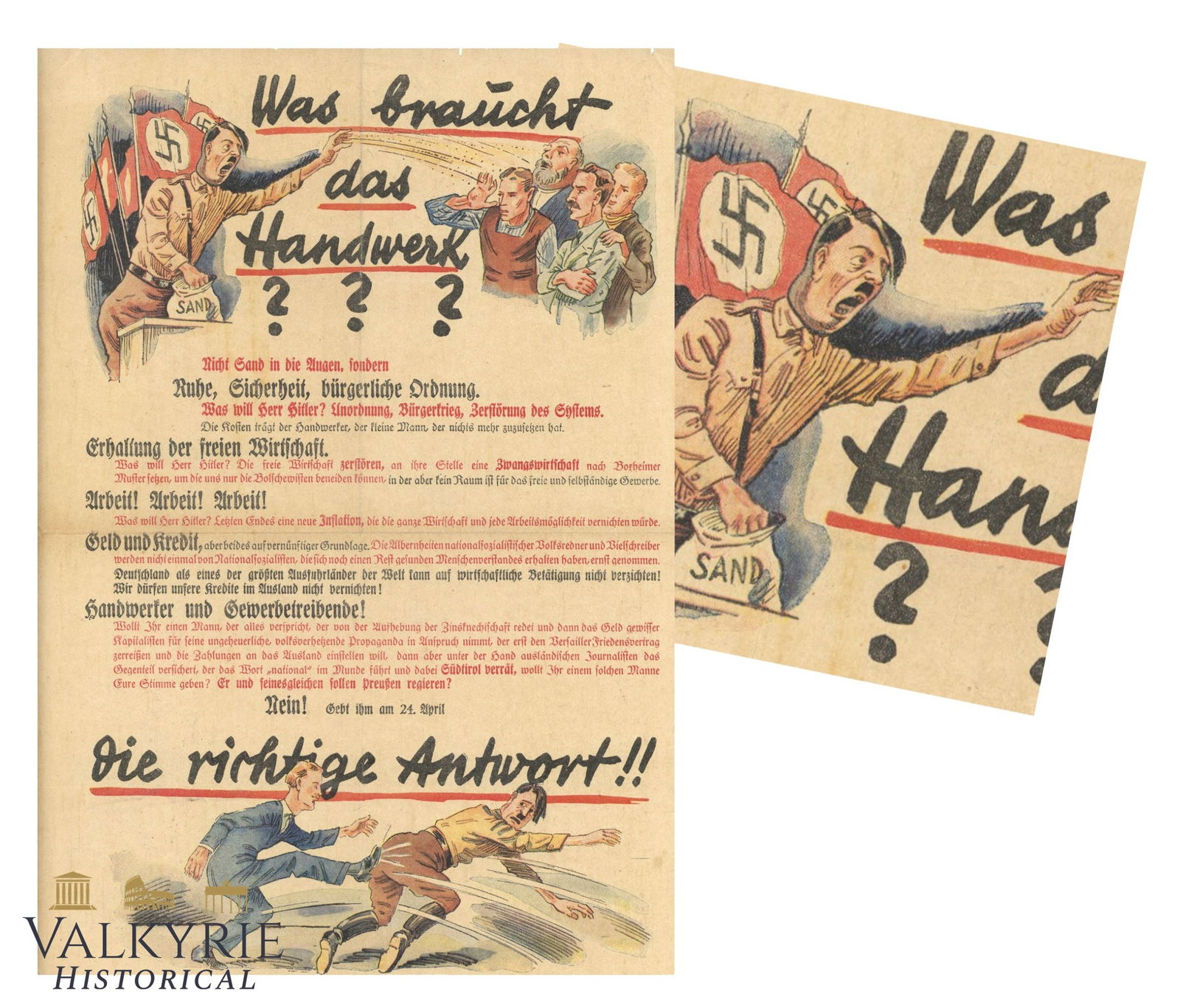 Excellent Electoral Propaganda Poster Against Hitler "What Does Working Class Need?" 1932 (1 of 4)