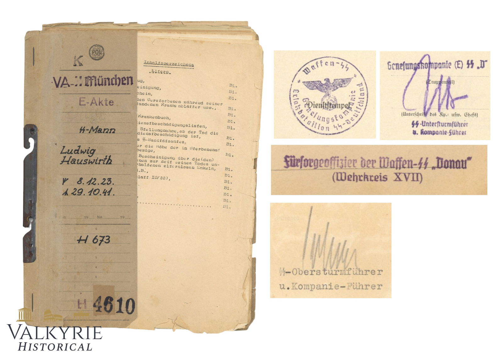 Very Rare Set With Many Documents Compiled in a Folder of a Fallen Waffen SS Soldier (1 of 14)