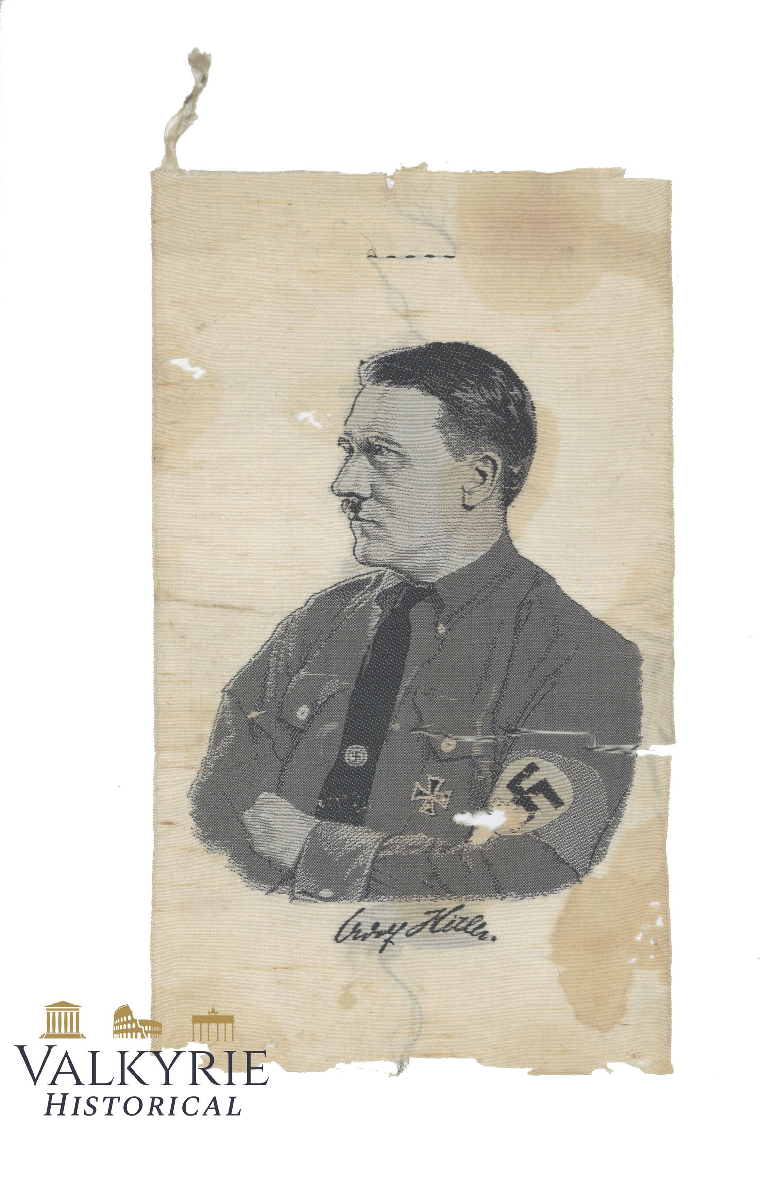 German Patriotic Embrodiery Over Piece of Cloth Representing Adolf Hitler in a Famous Portrait: German Patriotic Embroidery Over Piece of Cloth Representing Adolf Hitler in a Famous Portrait. All items for this auction will be shipping from Europe. Shipping cost $25 it doesn't matter how many it