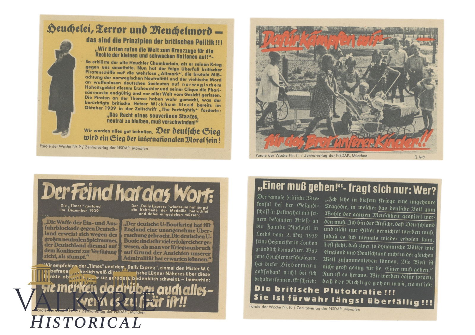 4 Nazi Propaganda Postcards Printed by NDSAP Wall Newspaper "Parole der Woche" (Slogan of the Week) (1 of 6)