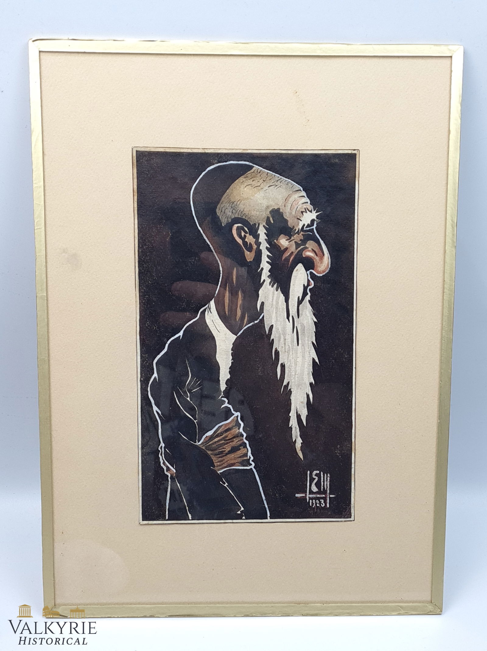 Very Old Hand Made Painting of Jewish Elderly Man 1923 (1 of 5)