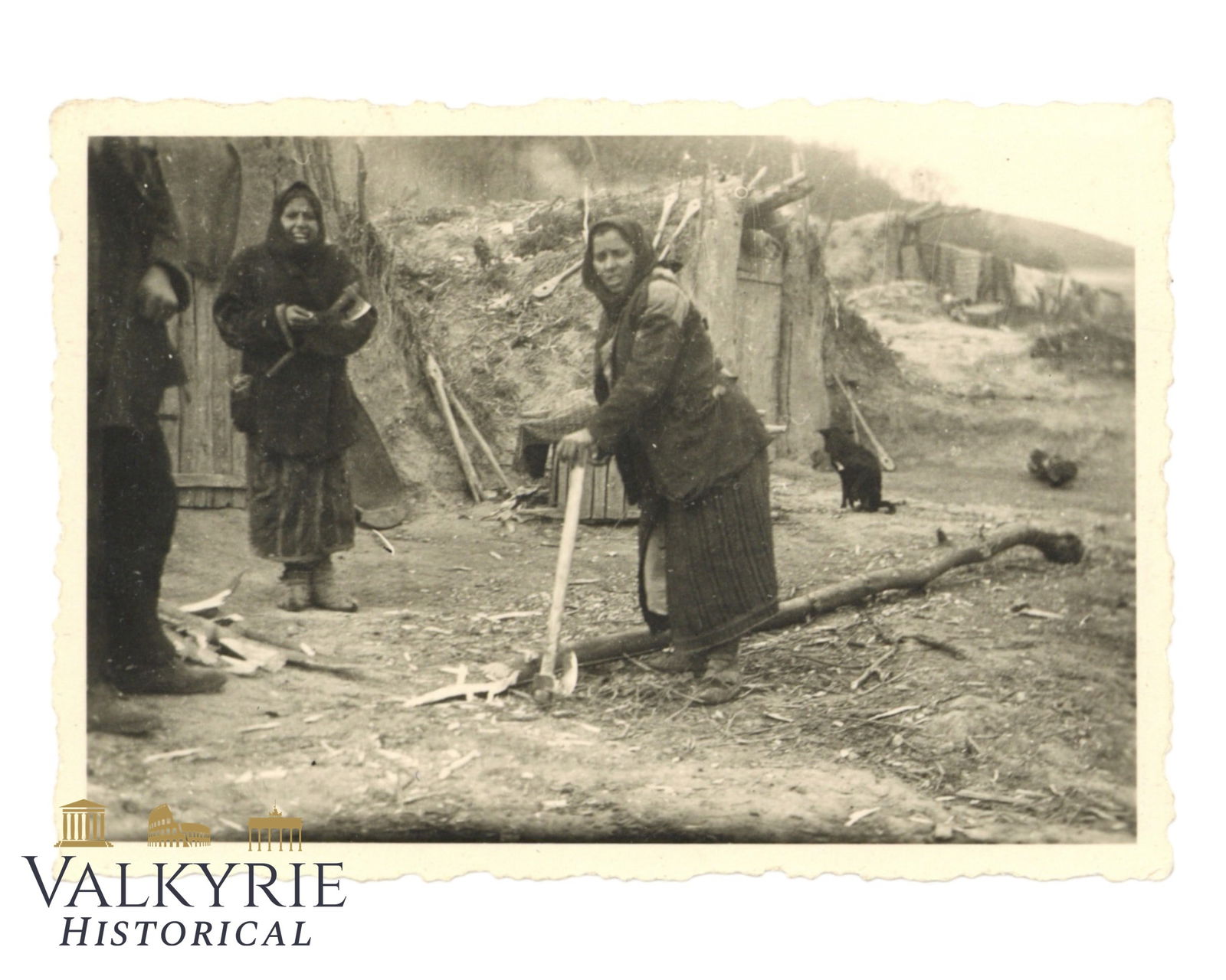 Private Taken Photo of a Gypsy Family Cutting Wood With Axes Somewhere in Poland (1 of 2)