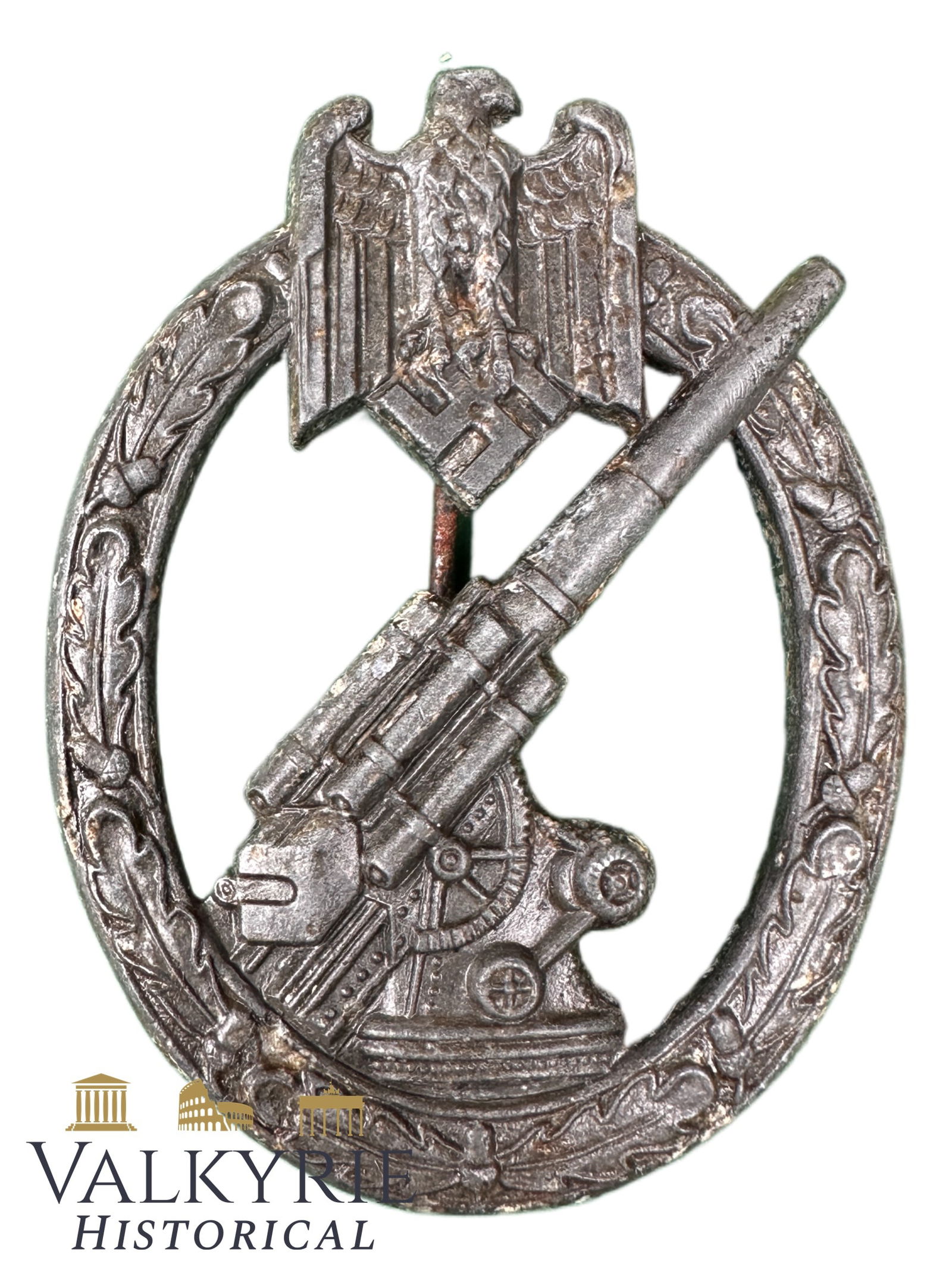 WW2 German Army Anti-Aircraft Badge Heeres-Flak Abzeichen - HA Hermann Aurich.: The Army Anti-Aircraft Badge or Army Flak Badge (German: Heeres-Flak-Abzeichen) was a German military decoration awarded to German Army personnel for service in an anti-aircraft battery during World W