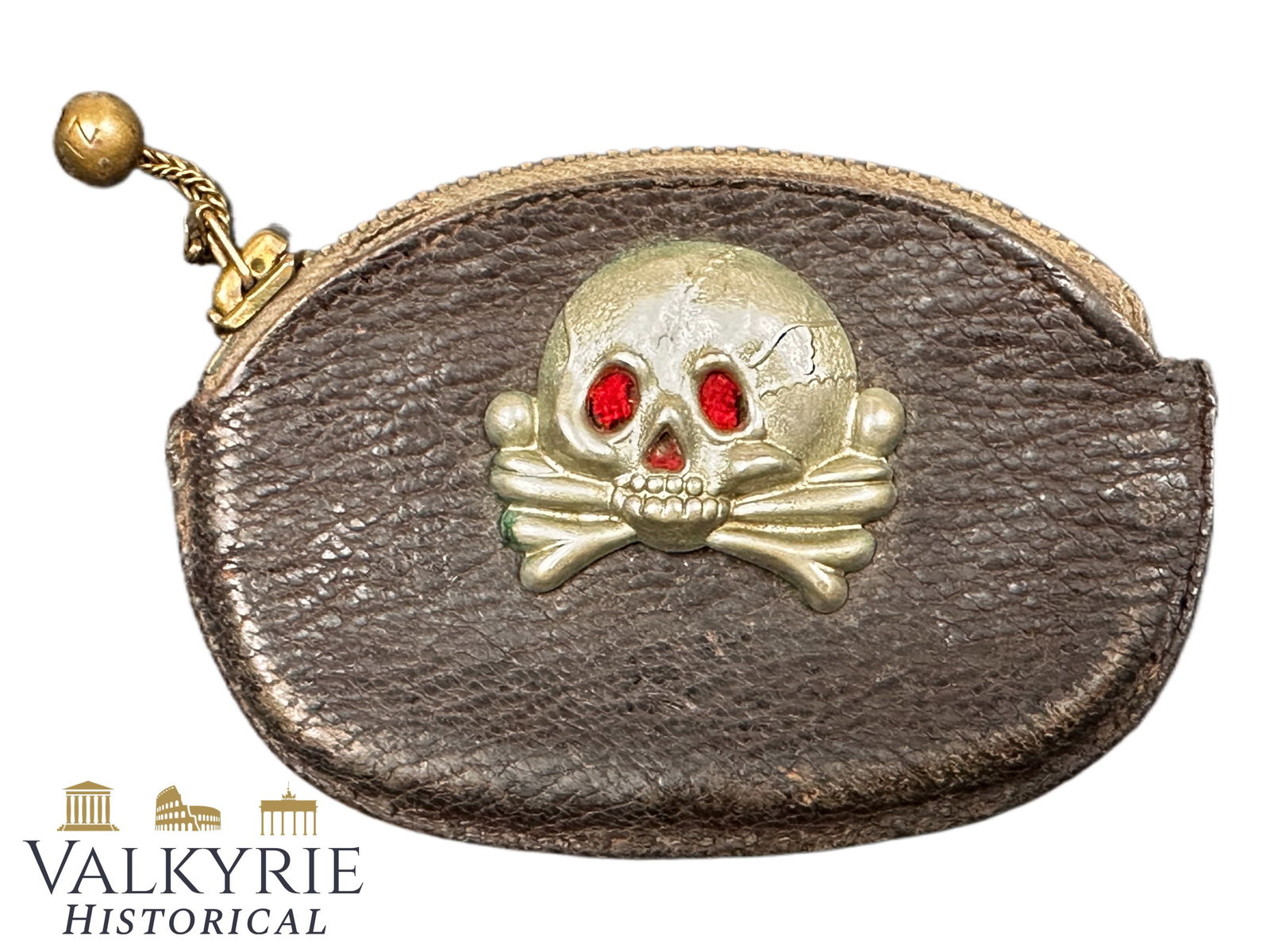 Skull Wallet Is A Box Of "Migraine Pill Box" Packaging.: A skull wallet is a "migraine pill box" packaging. A skull used by hussars was later adopted by the SS. A skull wallet used by hussars was later adopted by the SS. A very interesting and unusual item.