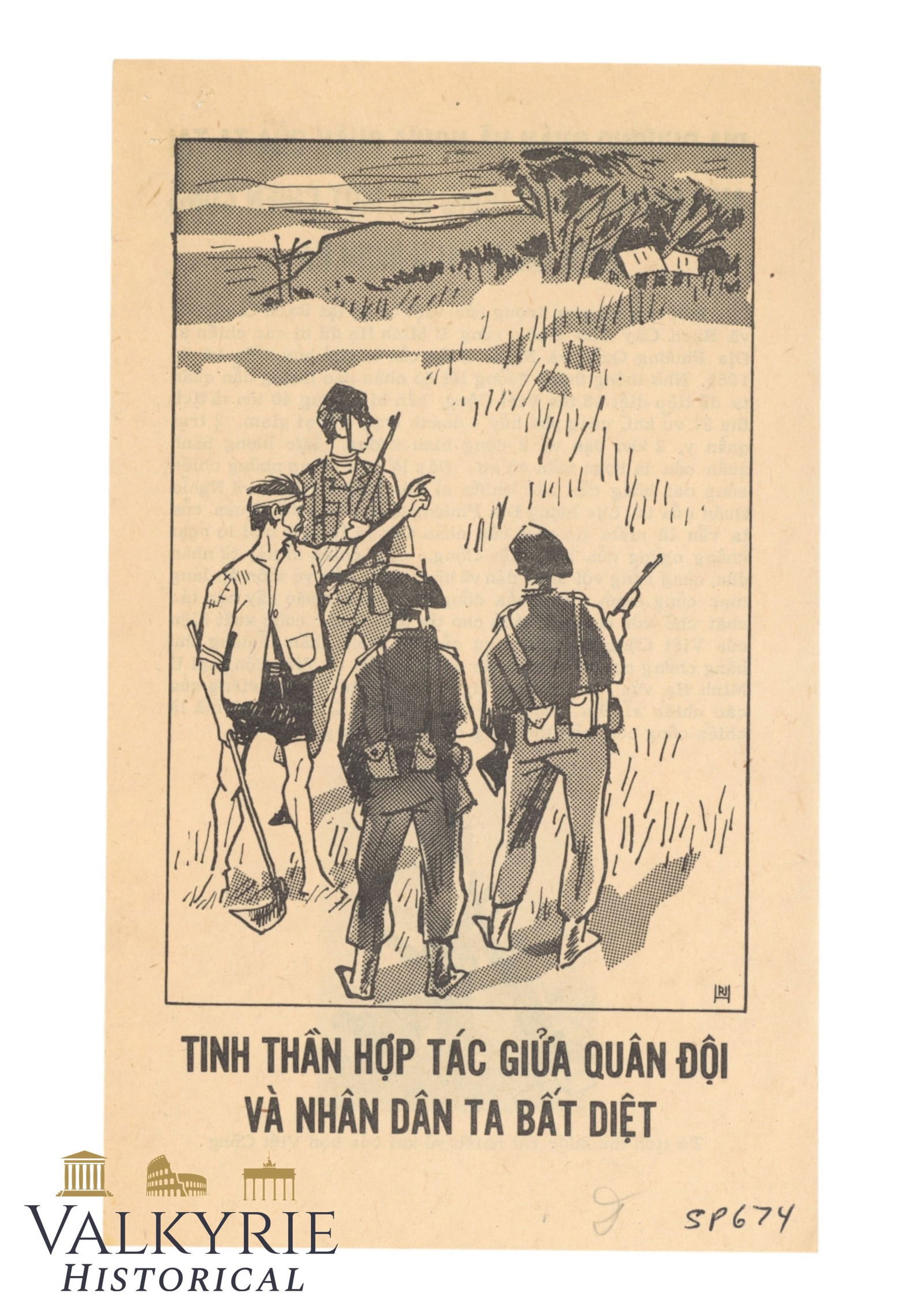 Vietnam War Propaganda Leaflet About the Cooperation Between National Army and Insurgents (1 of 2)