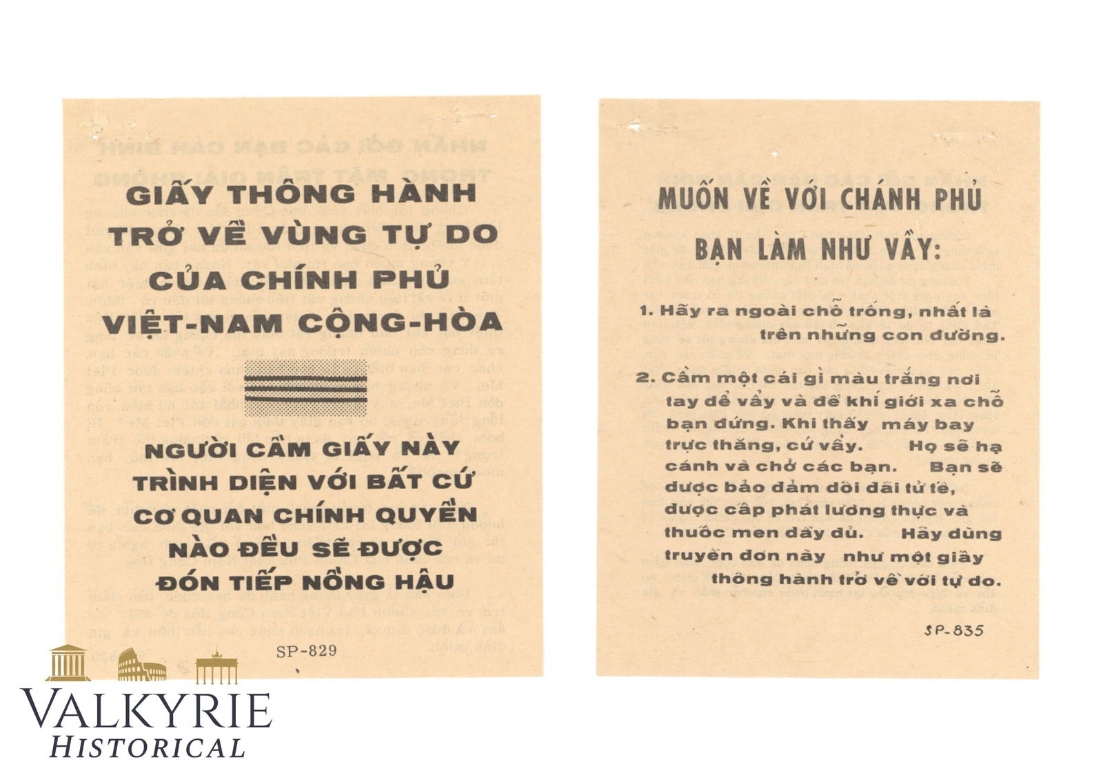 2 Vietnam War Propaganda Leaflets Inviting Viet Cong Soldiers to Surrender to Liberation Army (1 of 4)