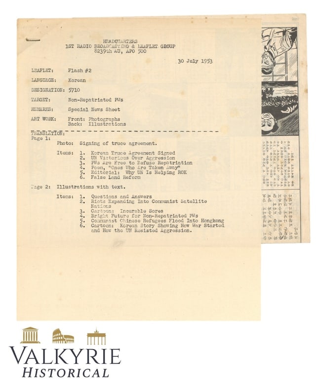 Korean War Propaganda Leaflet Classified and Described by American Headquarters (1 of 5)