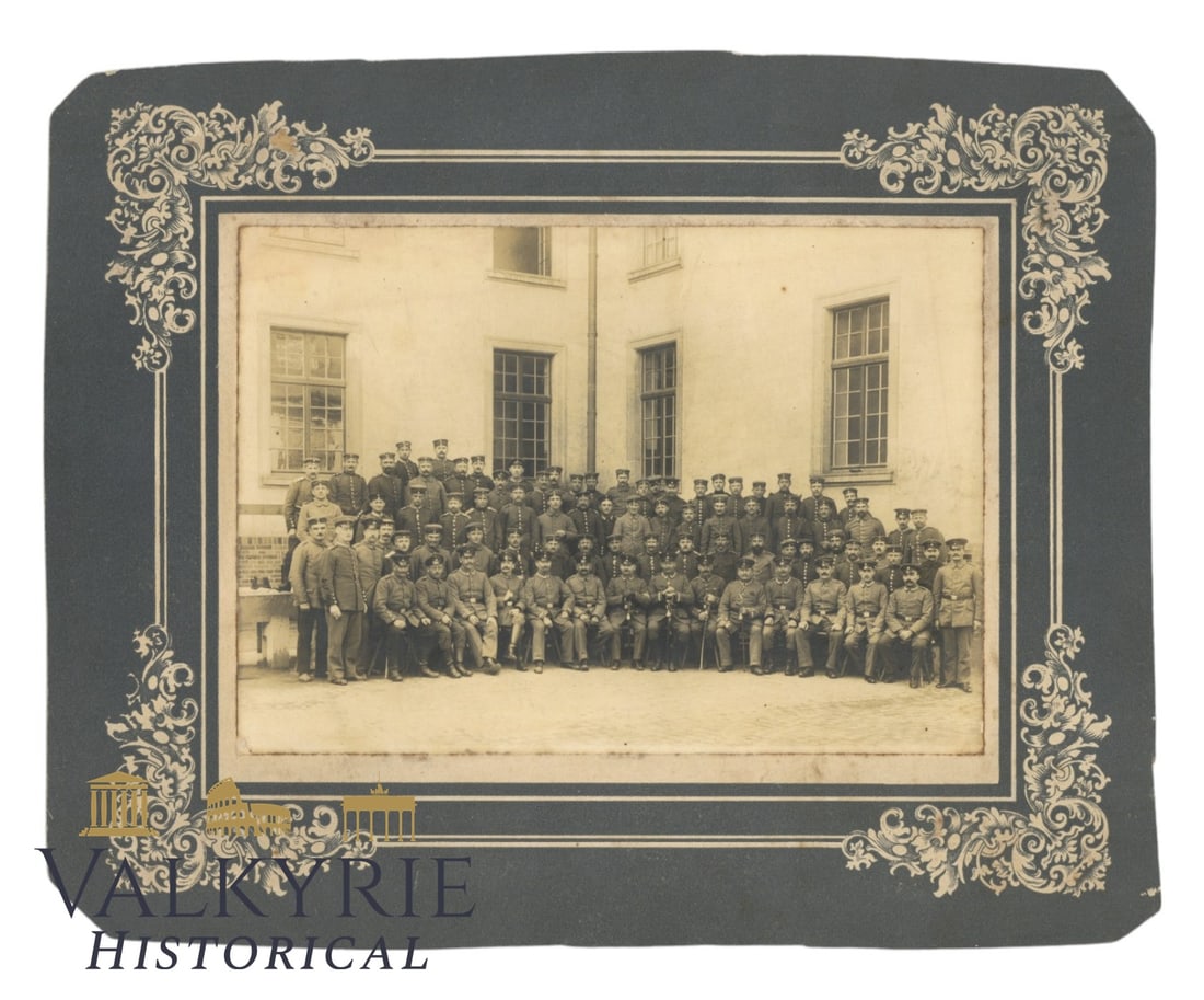German WW1 Period Group Photo of the Soldiers of a Unit Posing in the Headquarters (1 of 2)