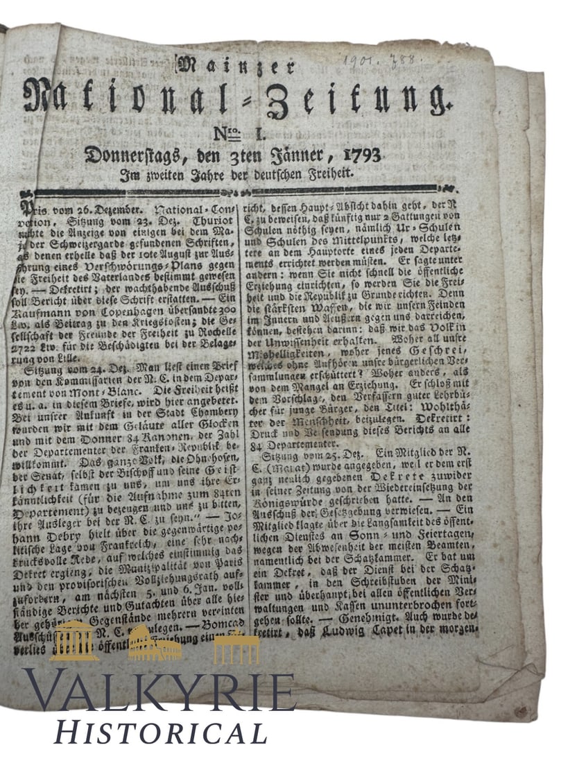 Old Book That Compiles Several Numbers of the "National Newspaper" of Mainz in 1793: Old Book That Compiles Several Numbers of the "National Newspaper" of Mainz in 1793. Size: 21x18x5cm. Good condition . All items for this auction will be shipping from Europe. Shipping cost $25 it doe