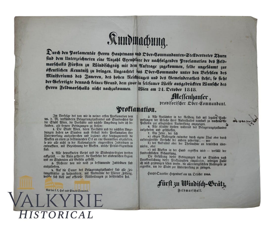 Big Parlamentar Proclamation Issued in Vienna in 1848 (1 of 7)