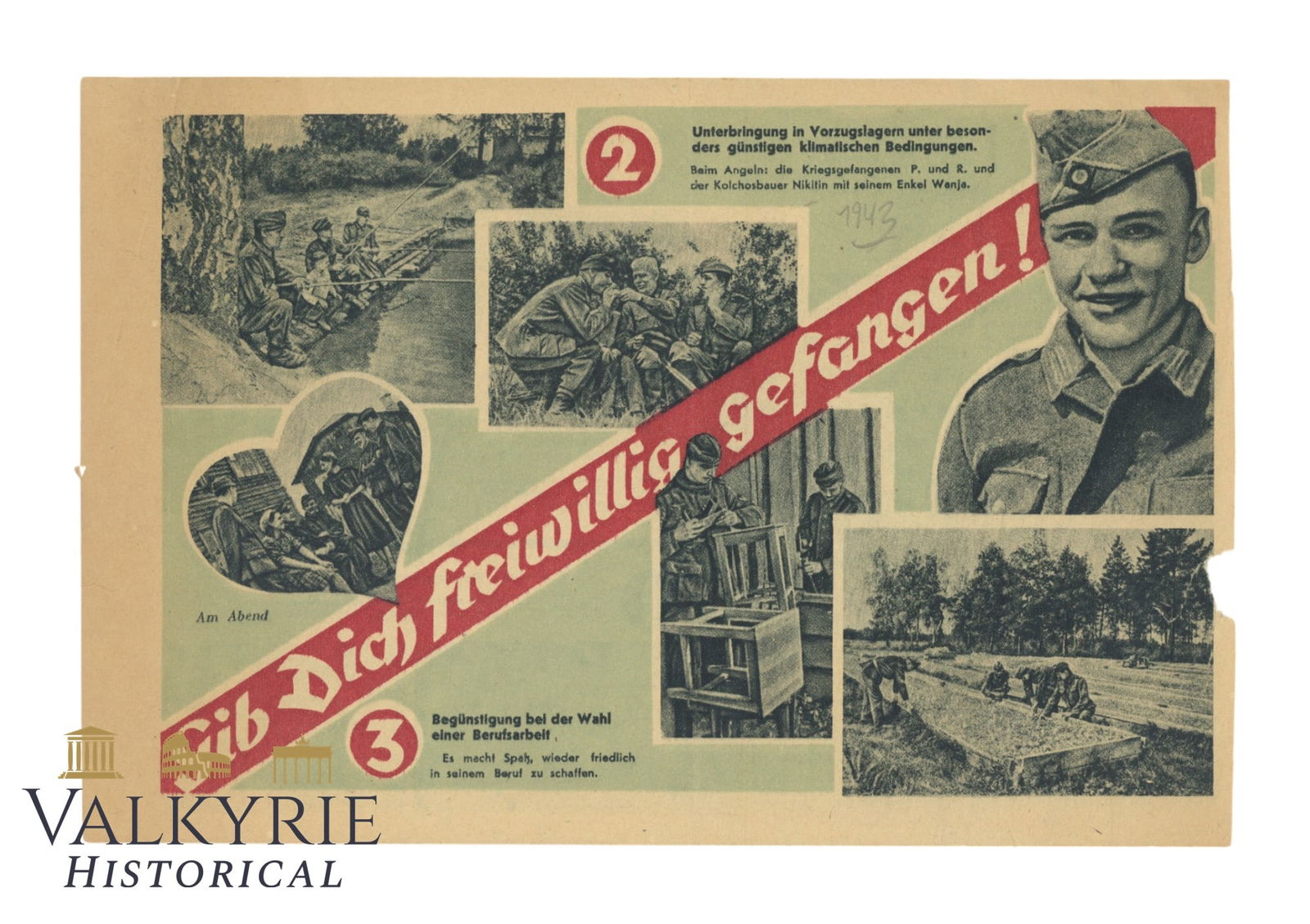 Russian War Propaganda Leaflet for German Soldiers "Give Yourself Captive Voluntarily!" (1 of 2)