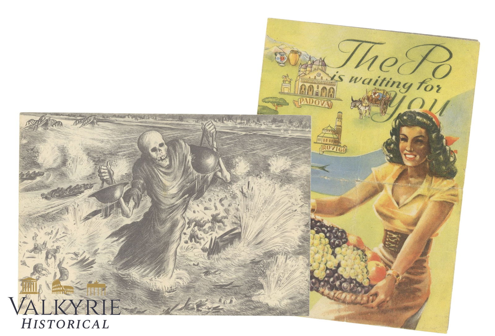 German War Propaganda Leaflet About the Invasion of Italy by Allied Forces "The Po is Waiting" (1 of 5)