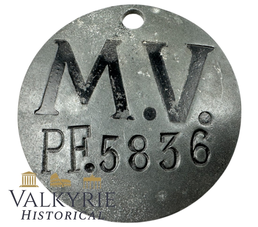 Kaiser Period Kriegsmarine Administration Numbered Badge From Kiel (1 of 2)