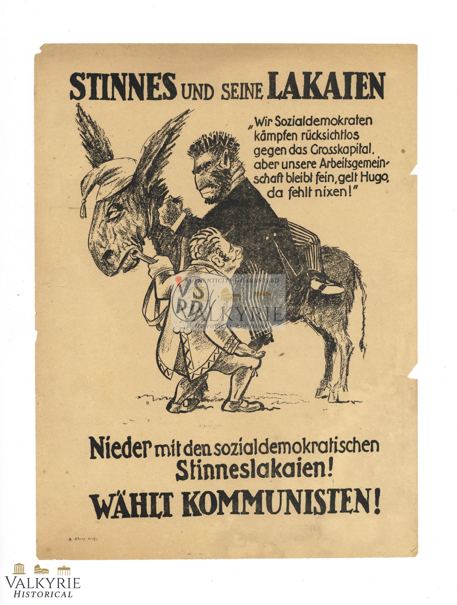 Communist Anti-Socialdemoracy Propaganda Leaflet "Stinnes and His Lackeys" ca. 1920 (1 of 2)