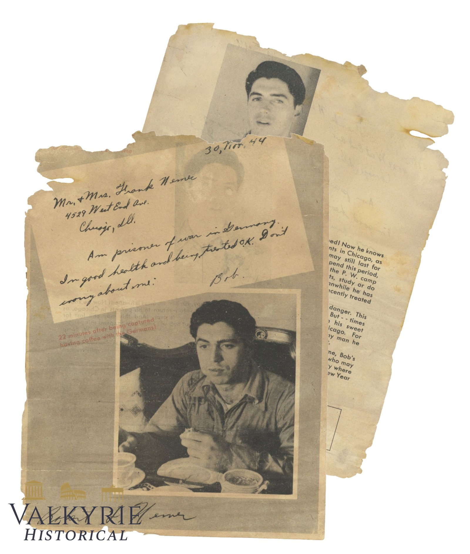 Nazi WW2 Anti-American Propaganda Leaflet - US POW Treated Well by Germans (1 of 3)