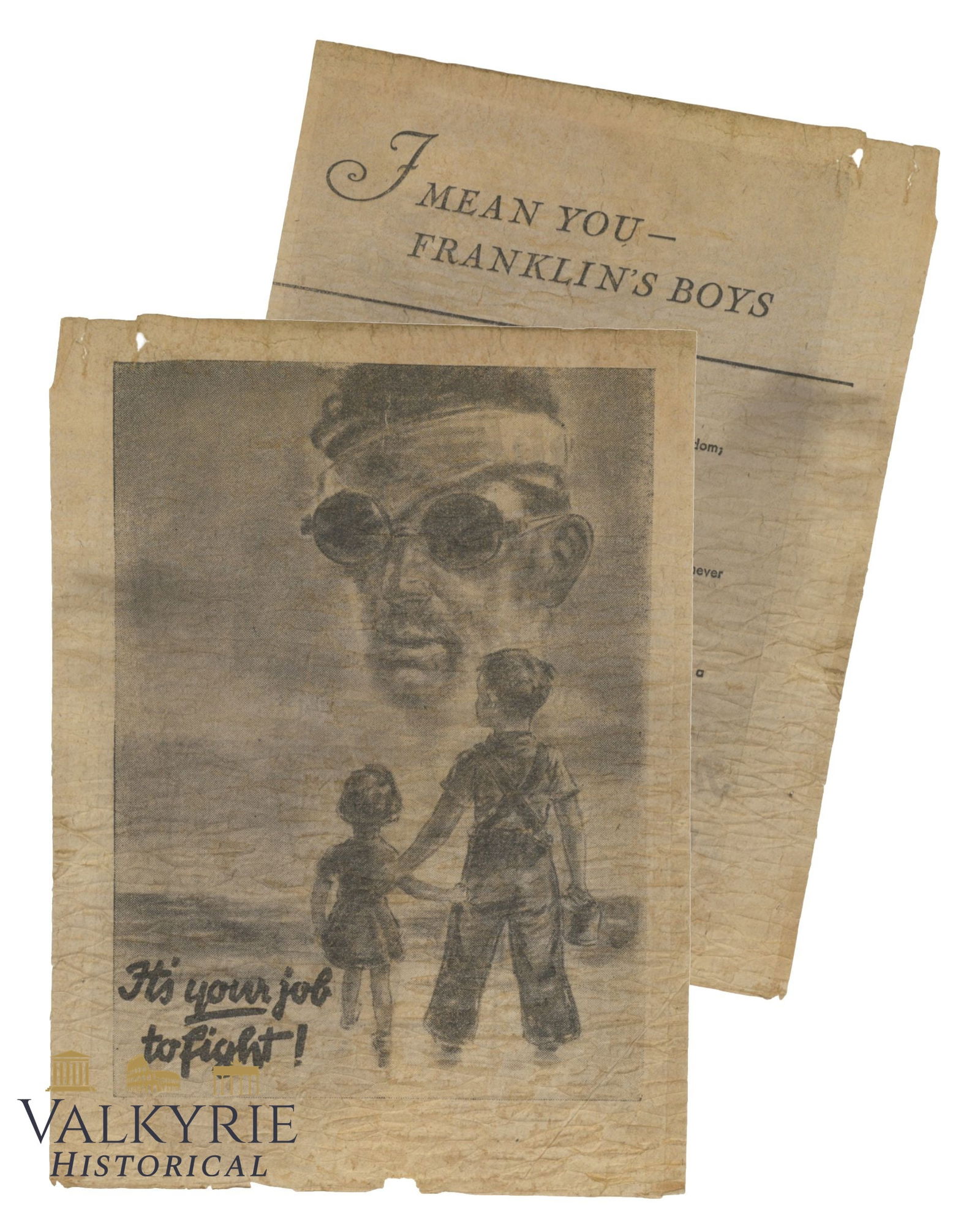 Nazi WW2 Anti-American Propaganda Leaflet in English - It's Your Job to Fight (1 of 3)