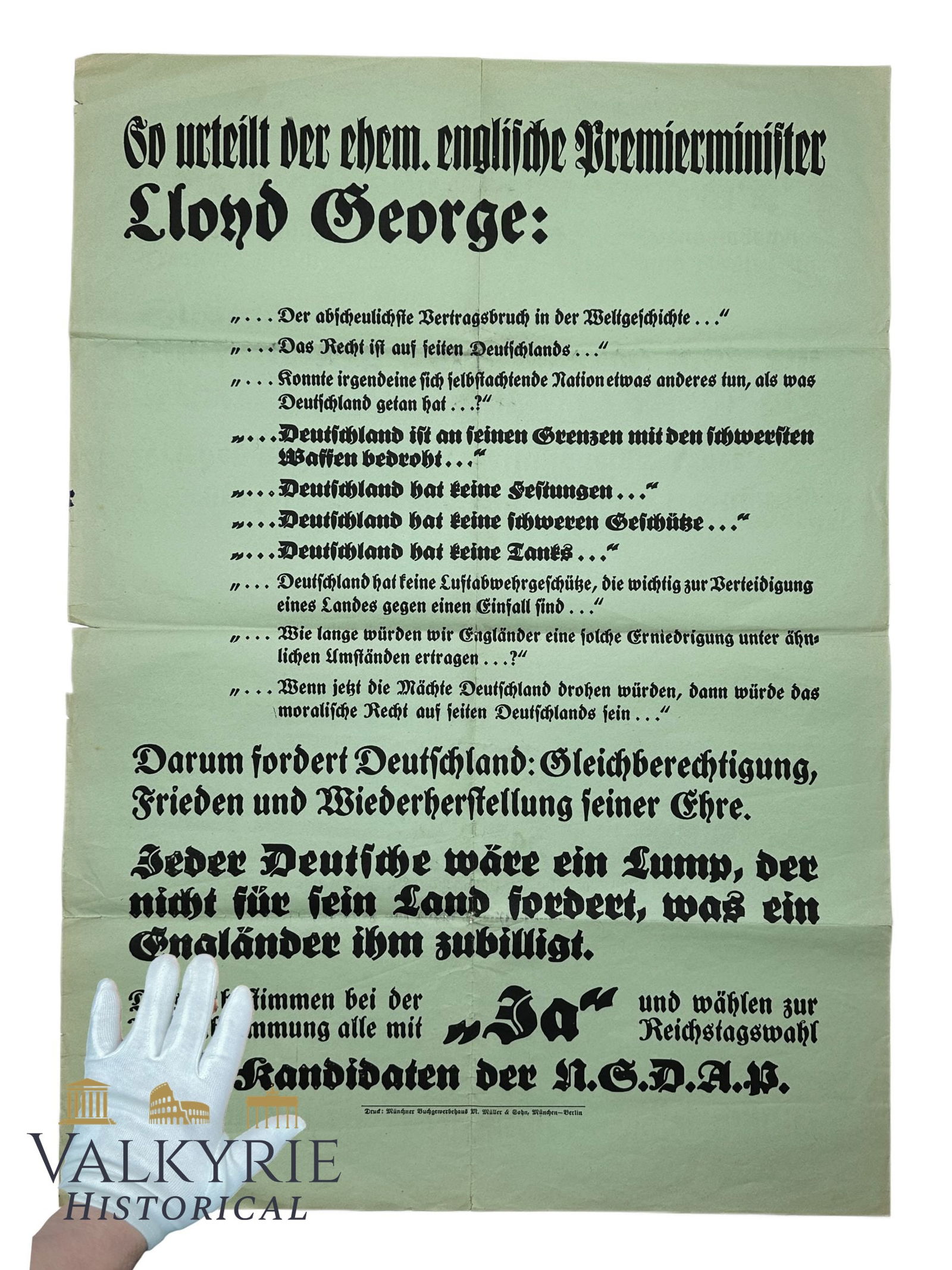 Electoral Propaganda Poster of the NSDAP About the Plebiscitary Elections in Germany in 1933 (1 of 8)