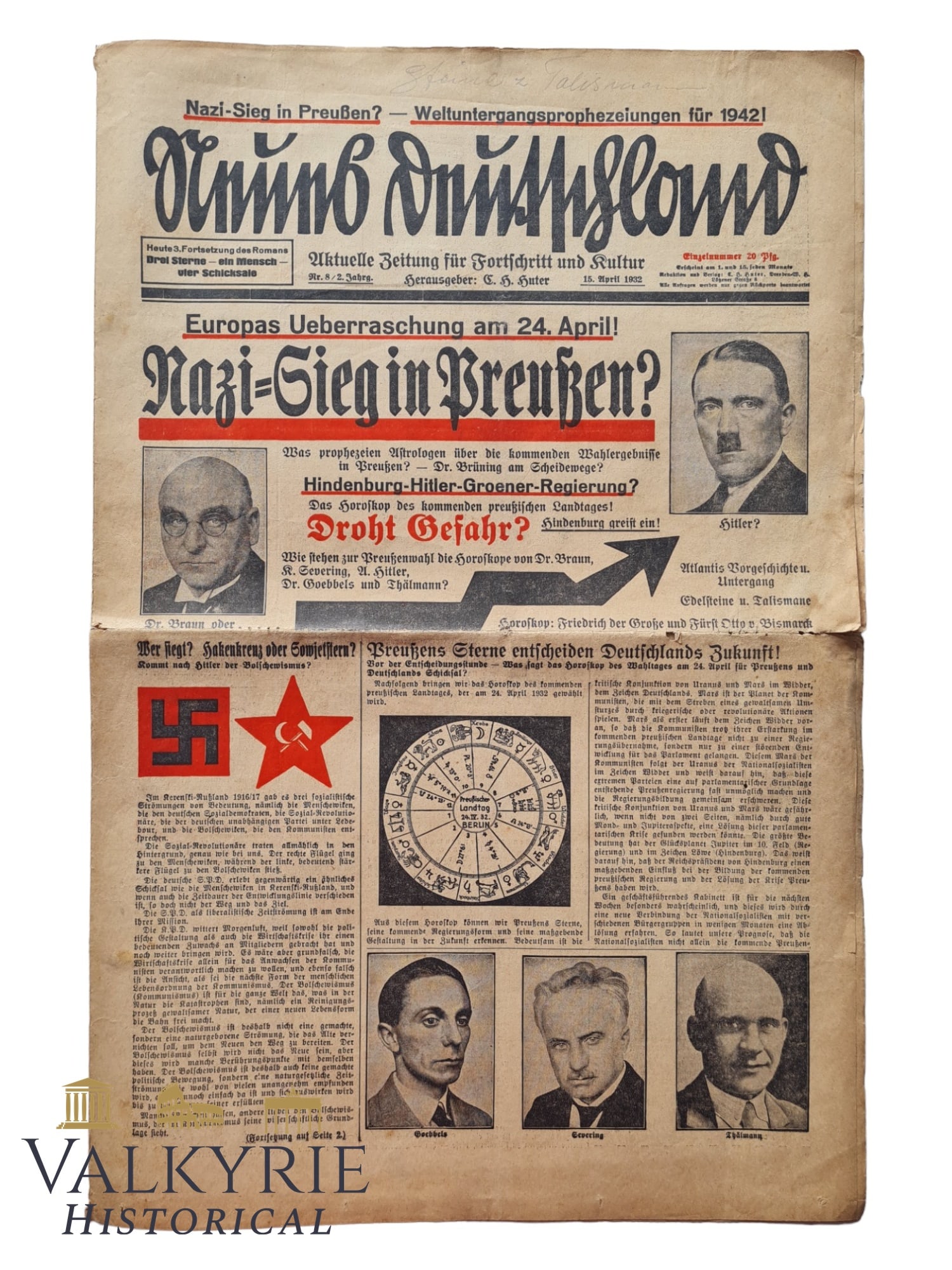 Pro-Nazi Newspaper "Neues Deutschland" Number 8 Year 1932 (1 of 4)