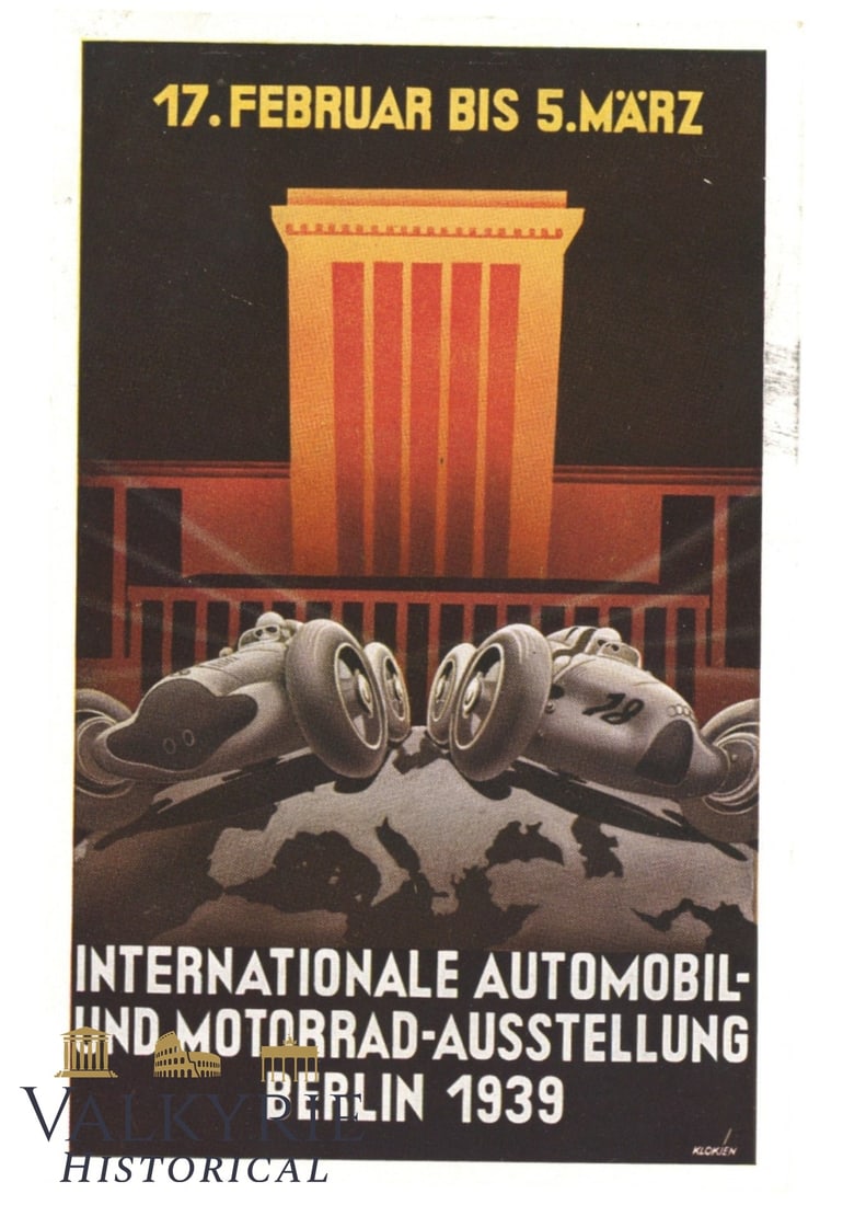 German Commemorative Postcard of the Automobile and Motorcycle Exhibition in Berlin in 1939 (1 of 2)