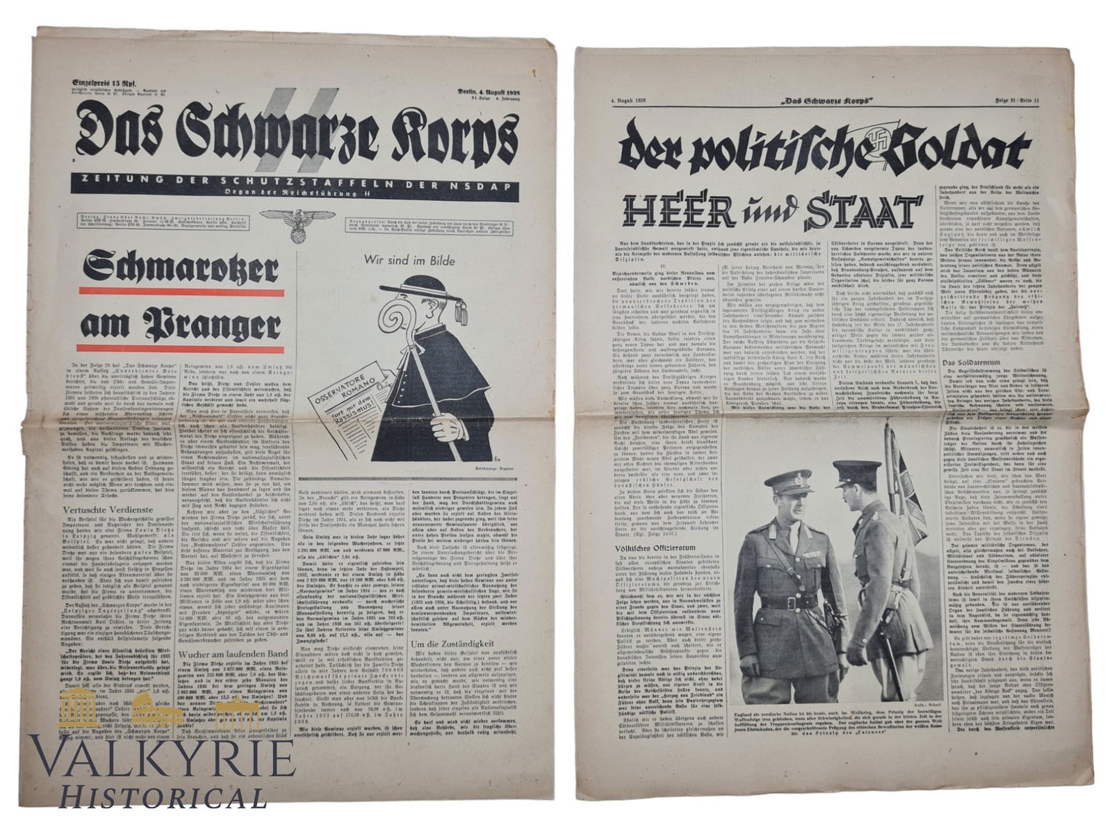 Official SS Newspaper "Das Schwarze Korps" - Number of 4 August 1938 (1 of 7)