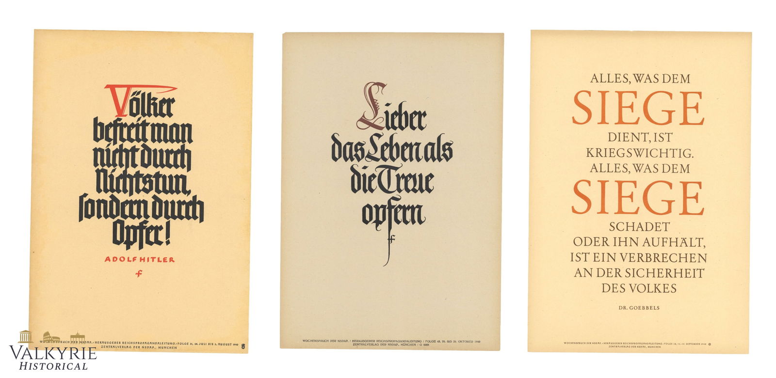 3 Nazi Propaganda Posters of the Wochenspruch der NSDAP With Quotations (1 of 4)