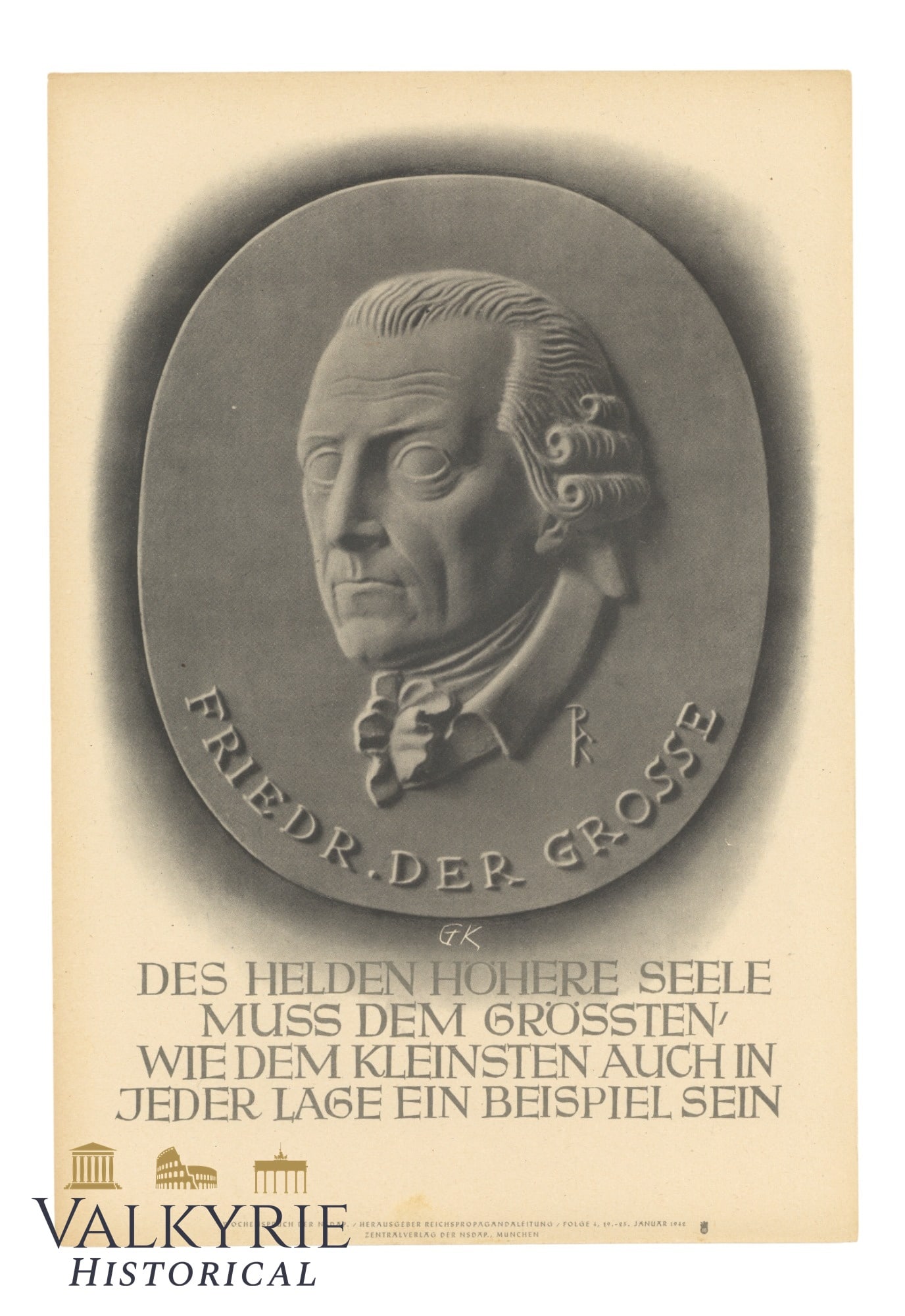Nazi Propaganda Poster of the Wochenspruch der NSDAP With Quotation Friedreich The Great (1 of 1)