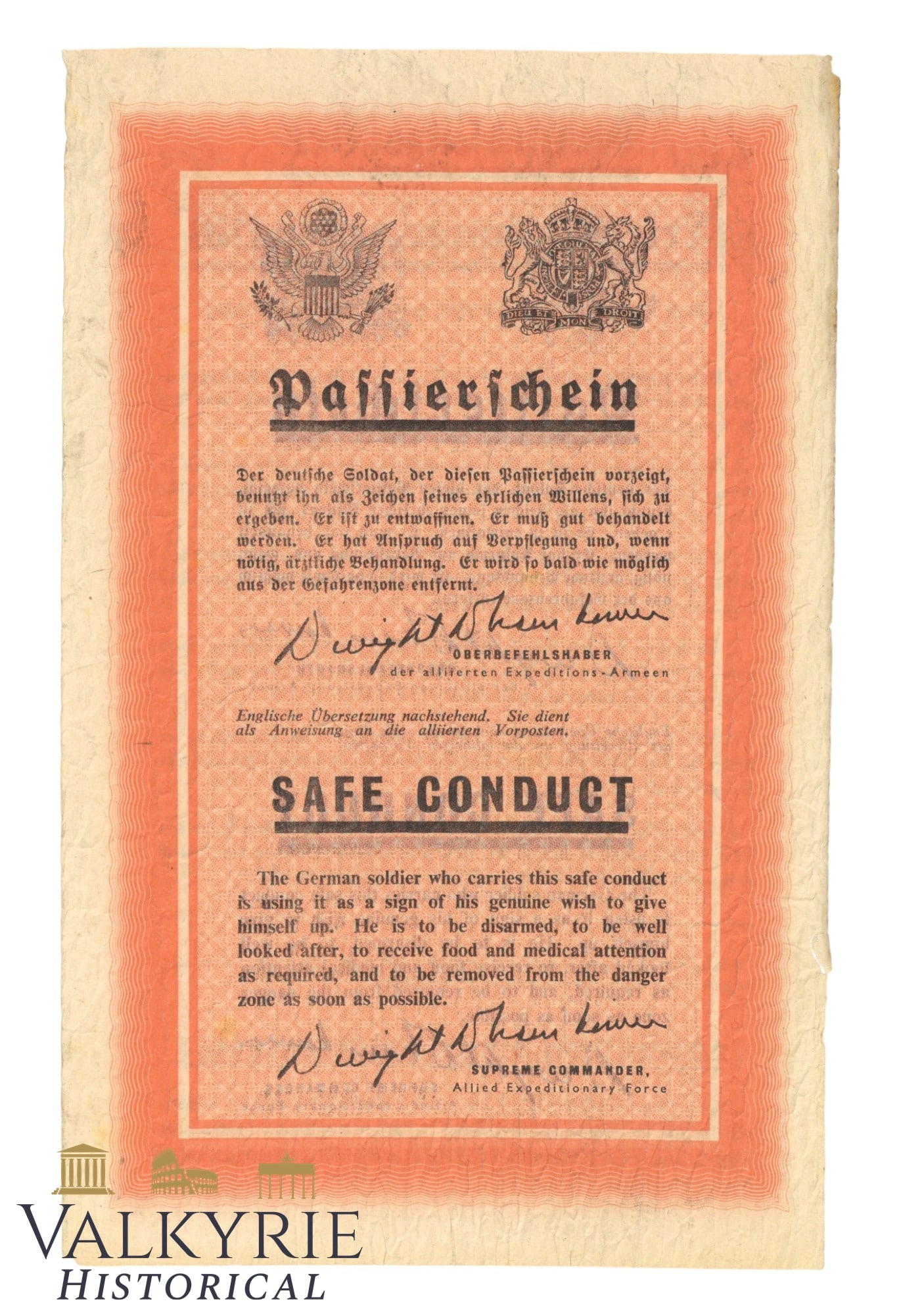 Allied War Propaganda Leaflet "Elementary Laws of the Prisoner of War Regulations" (1 of 2)