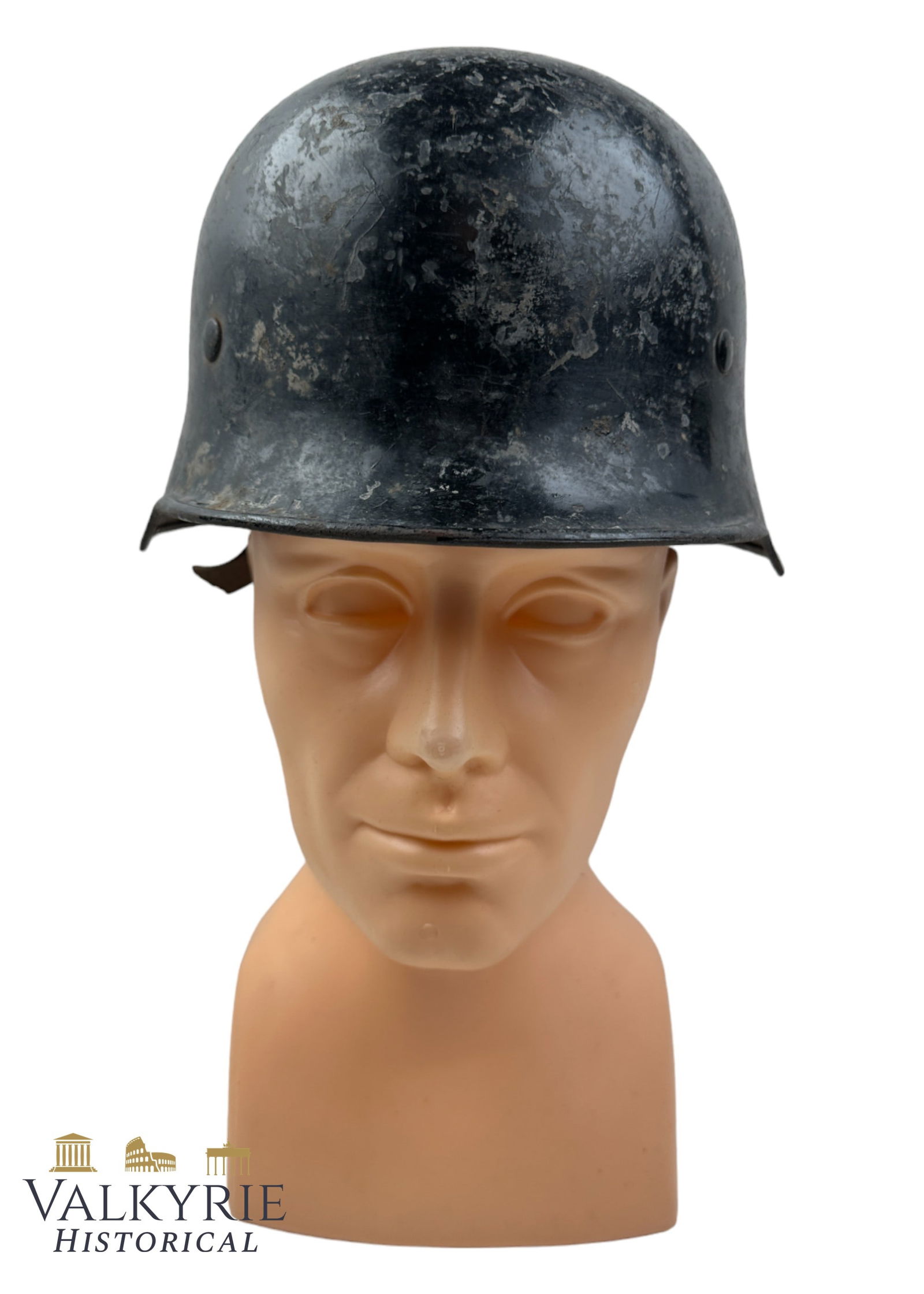 WW2 Old German Firefighter Helmet With Name Inside: Old German Firefighter Helmet With Name Inside. Name is written on the leather interior and it reads "Ohmes". It comes also with the neck protection. Painted more than once. All items for this auction