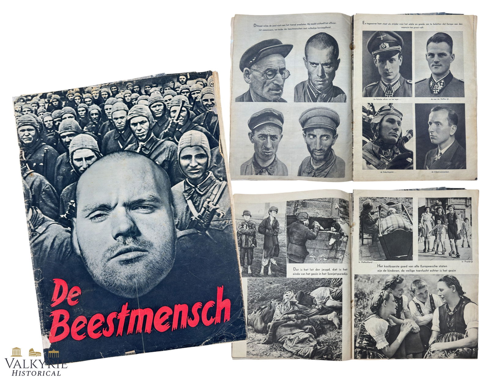 Racist & Anti Semitic Booklet "Der Untermensch - De Beestmensch " in Dutch: Racist and anti-Semitic pamphlet "Der Untermensch - De Beestmensch " Dutch version.This is one of the most gruesome and derogatory anti-Jewish and racist publications of the Third Reich. It is a large