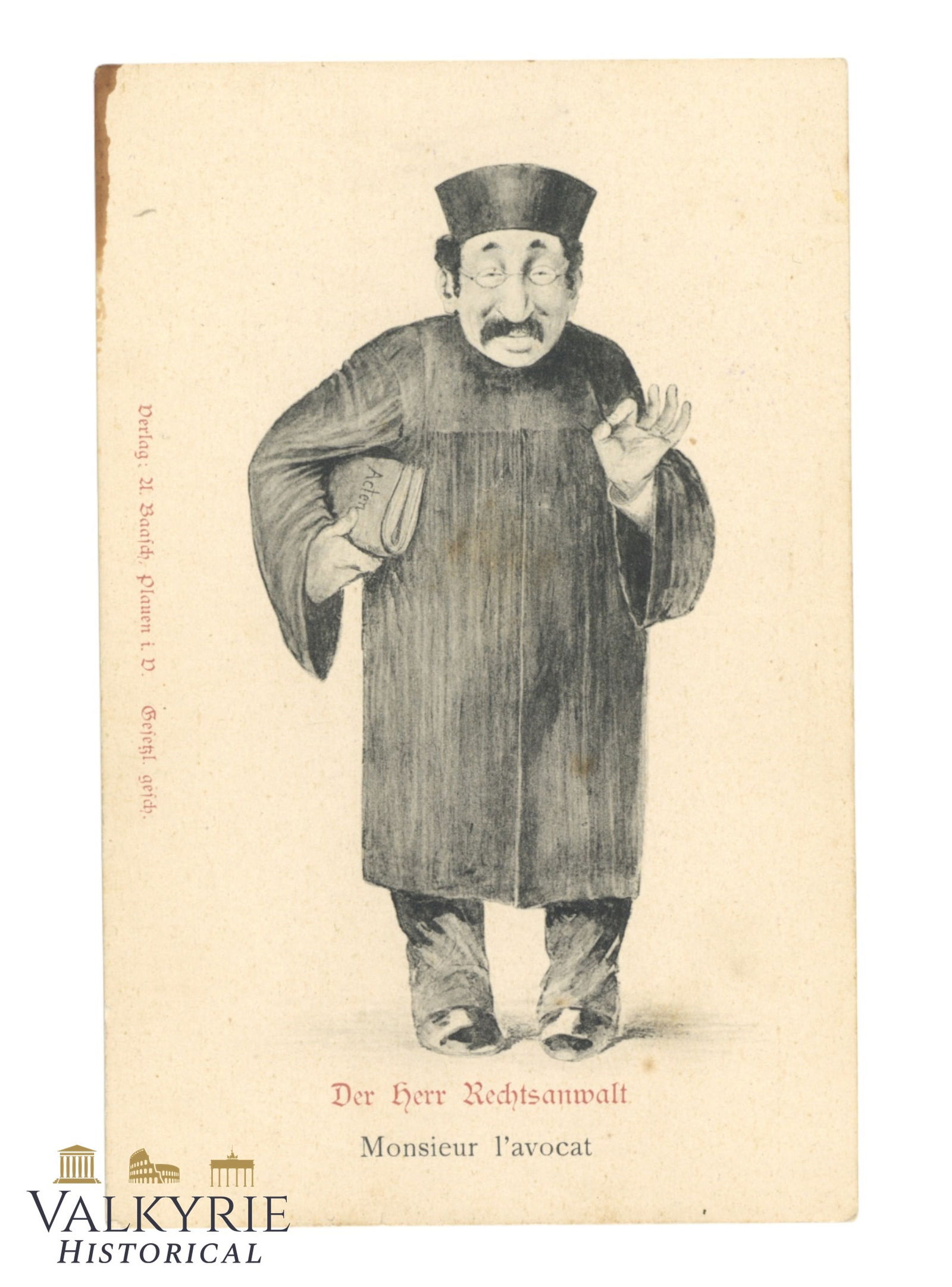 German Anti-Semitic Postcard "The Lawyer" Printed Before 1905 (1 of 2)