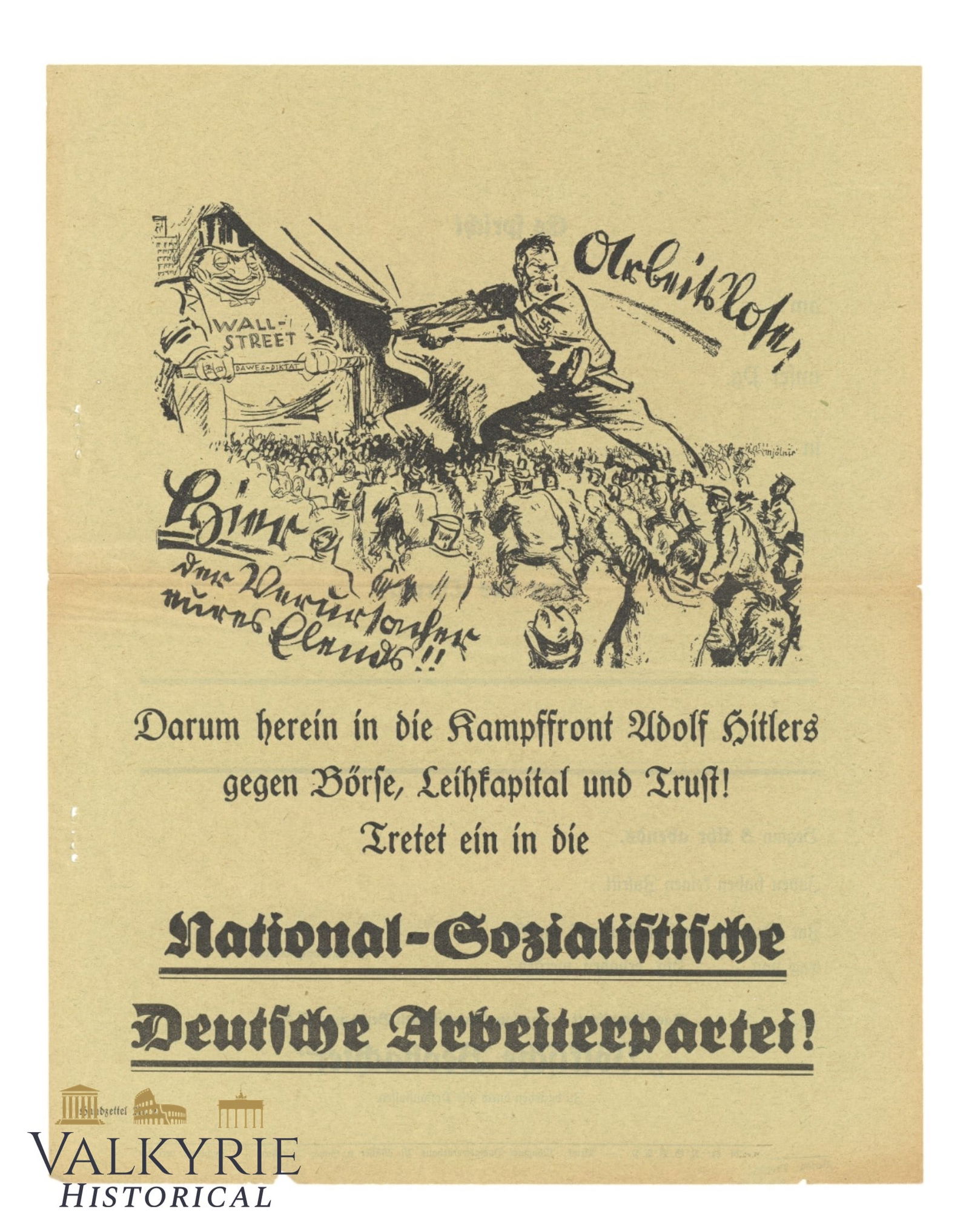 Anti-Semitic Leaflet of the NSDAP "Fighting Front Against Stock Exchange, Loan Capital Trust" 1920s (1 of 2)