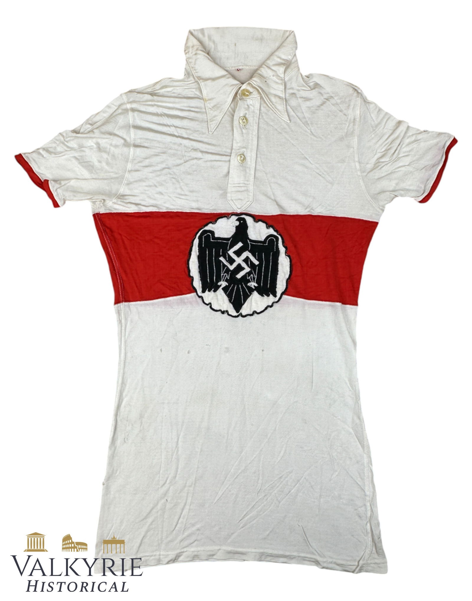 Very Rare III Reich Period German Sportsman's Shirt With the Emblem of the NSRL: Very Rare III Reich Period German Sportsman's Shirt With the Emblem of the NSRL (National Socialist League of the Reich for Physical Exercise). Cotton made with the NSRL patch stitched on the breast.