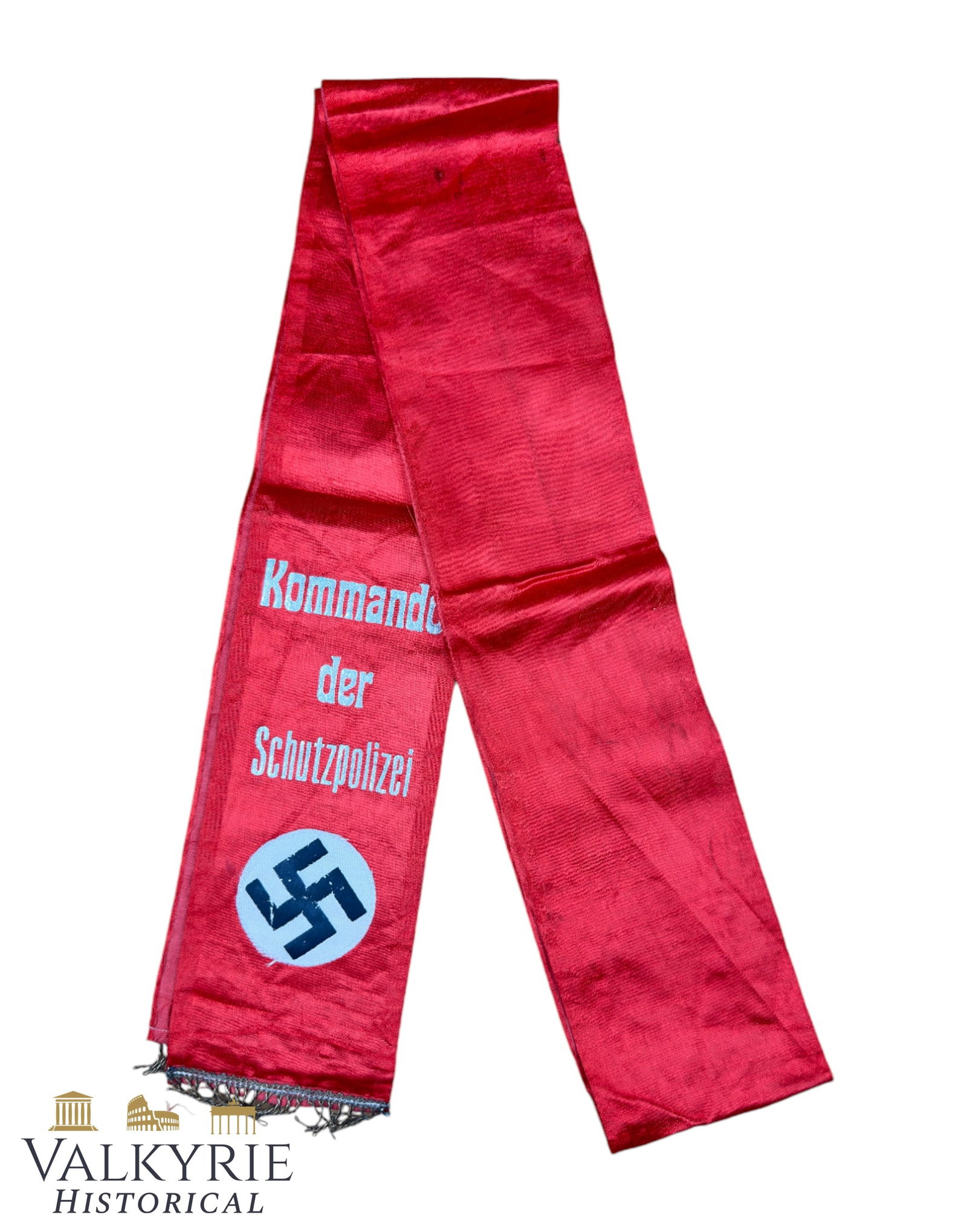 III Reich Period Contest Sash With the Inscription "To the Winner - Kommando der Schutzpolizei": III Reich Period Contest Sash With the Inscription "To the Winner - Kommando der Schutzpolizei". All items for this auction will be shipping from Europe. Shipping cost $25 it doesn't matter how many i