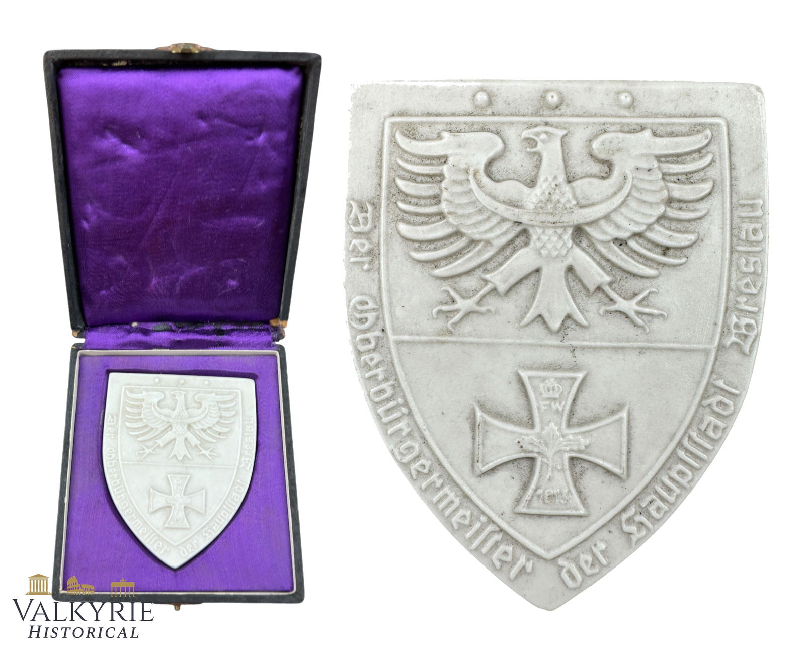 Rare White Porcelain Table Medal Prize of the German Indoor Swimming War Championships of 1941 (1 of 11)