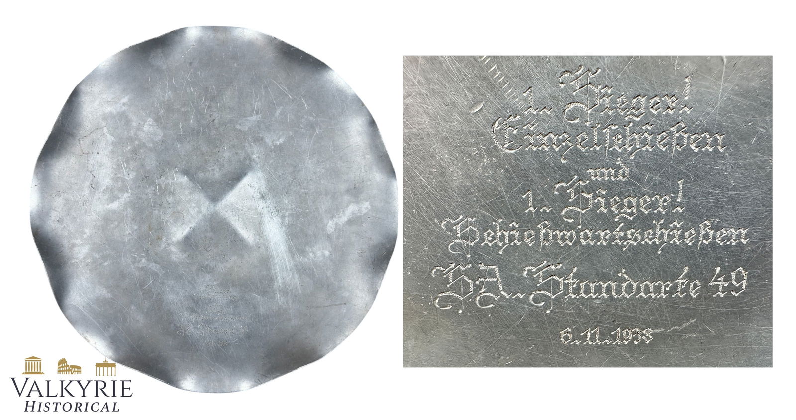 Award Plate for the Winner of an SA Shooting Competition of the Breslau Zeppelin District - 1938 (1 of 6)