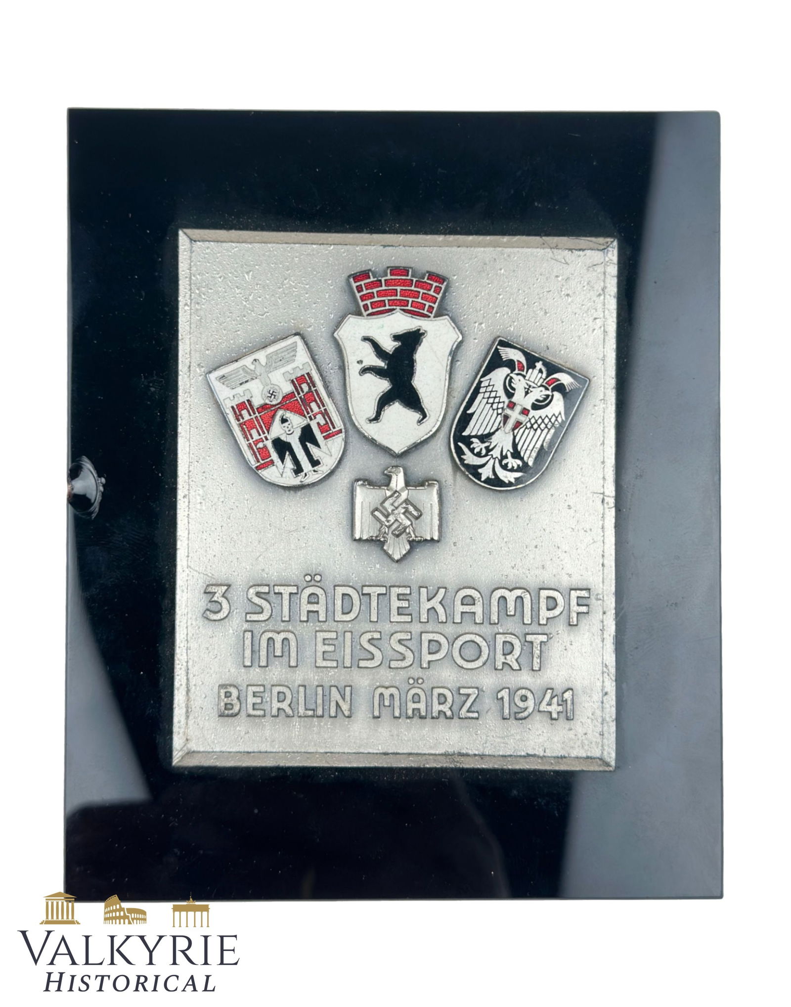 Rare Commemorative Plaque "3 Cities Competition in Ice Sports - Berlin March 1941" (1 of 7)