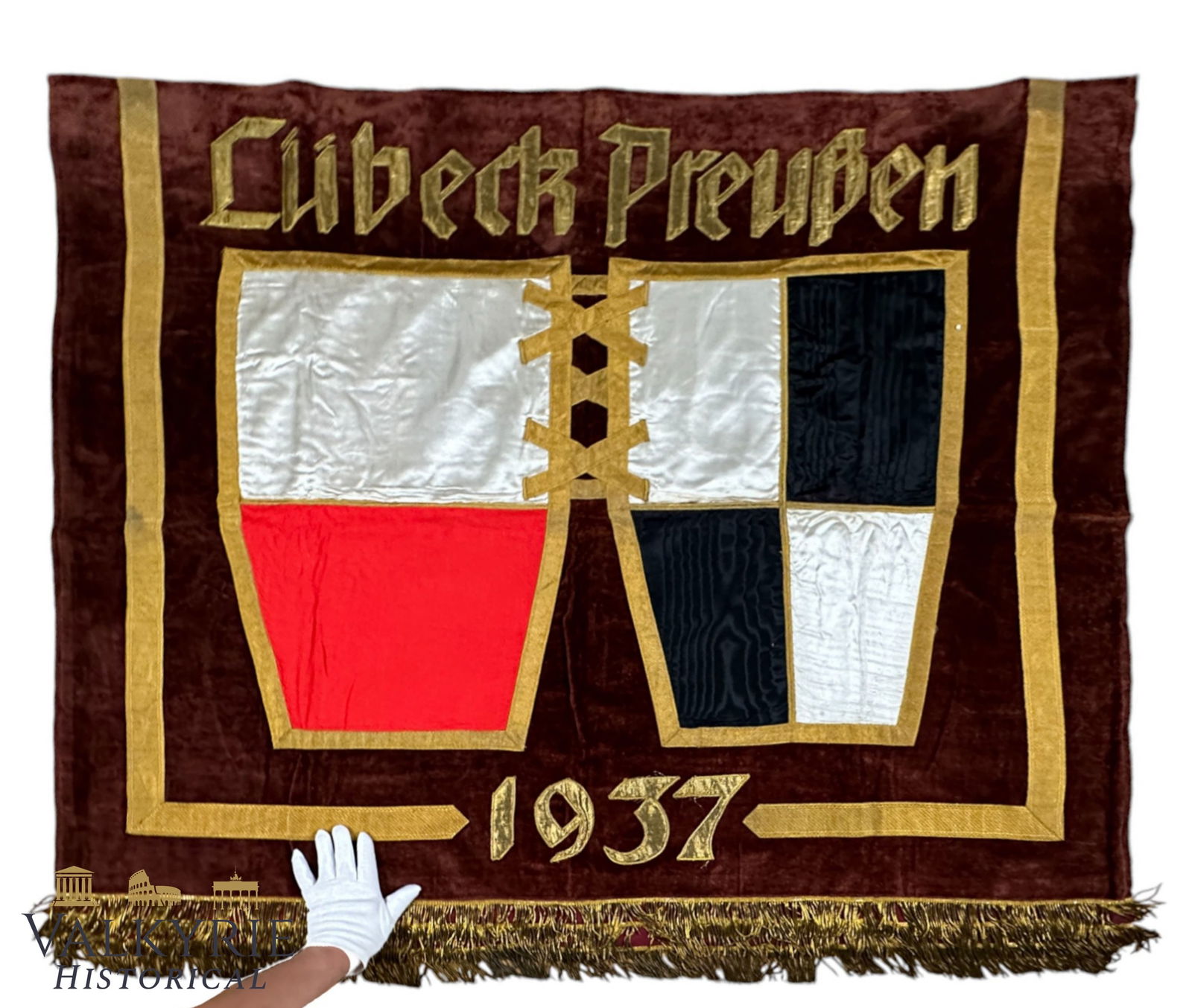 Rare Huge III Reich Period Banner From Lubeck With the Legend "Luebeck - Prussia 1937" (1 of 17)