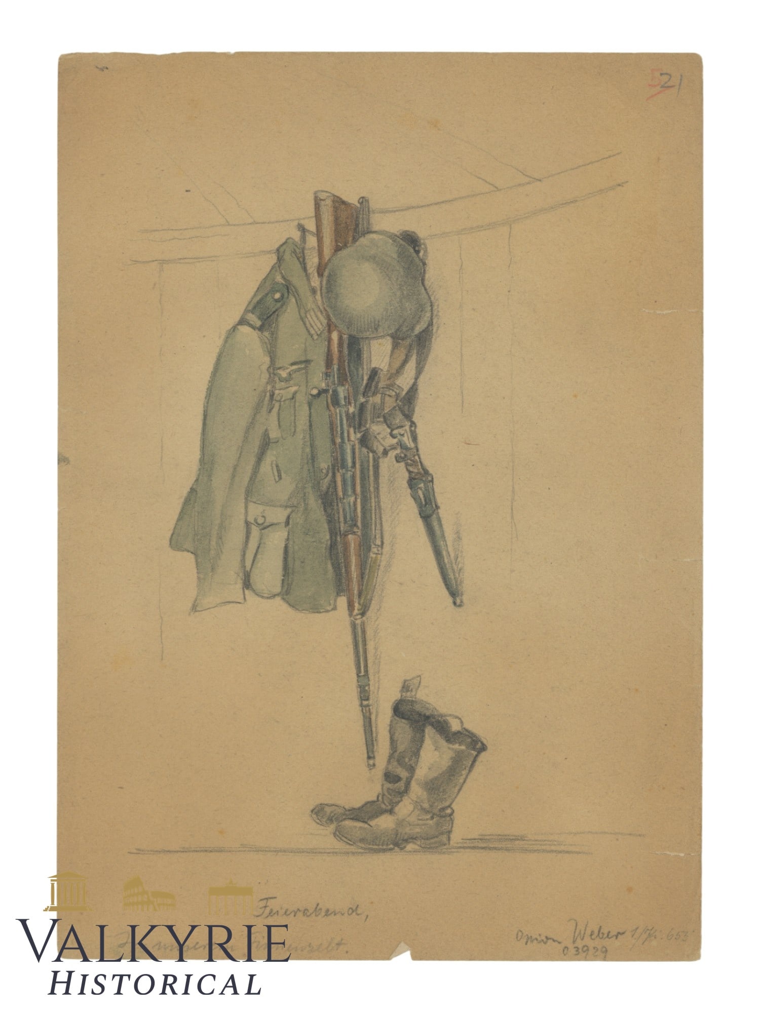 Artwork Done By Wehrmacht Soldier Called Weber in the Front During WW2 (1 of 2)