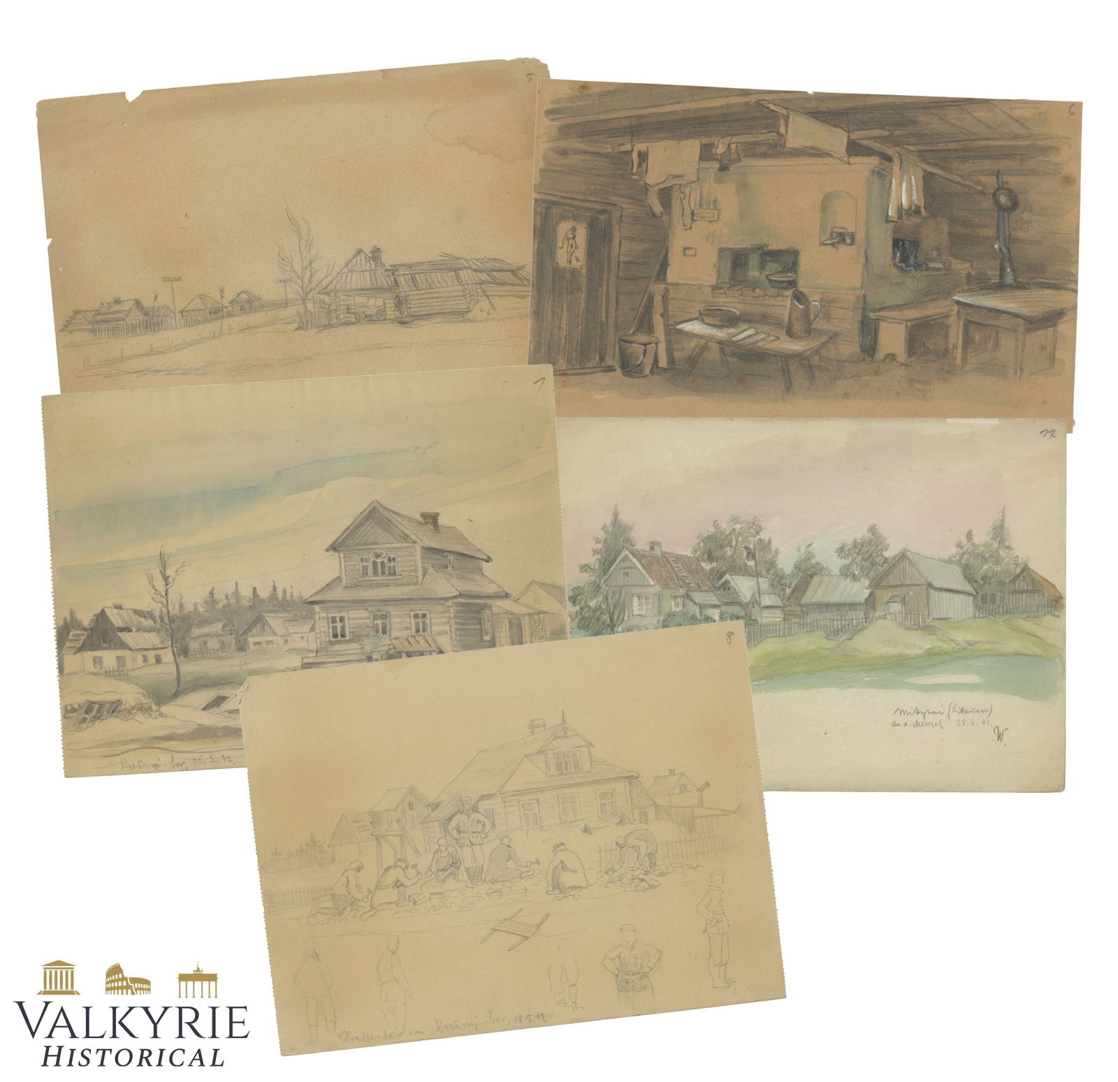 5 Artworks Done By Wehrmacht Soldier Called Weber in the Front During WW2 (1 of 8)