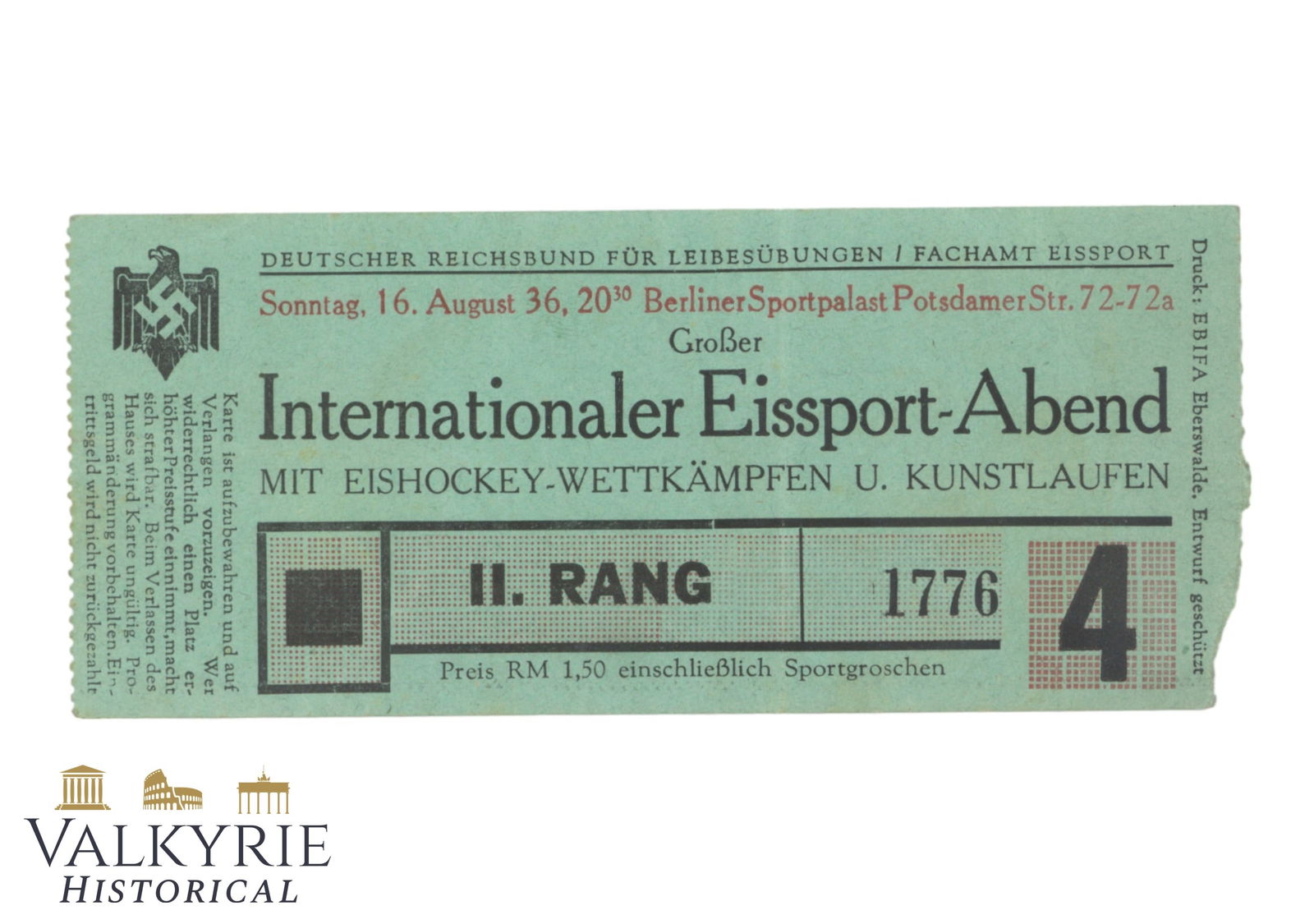Ticket to Attend an Event of Ice Hockey in Berlin Organized by DRL Organisation - Olympia 1936 (1 of 2)