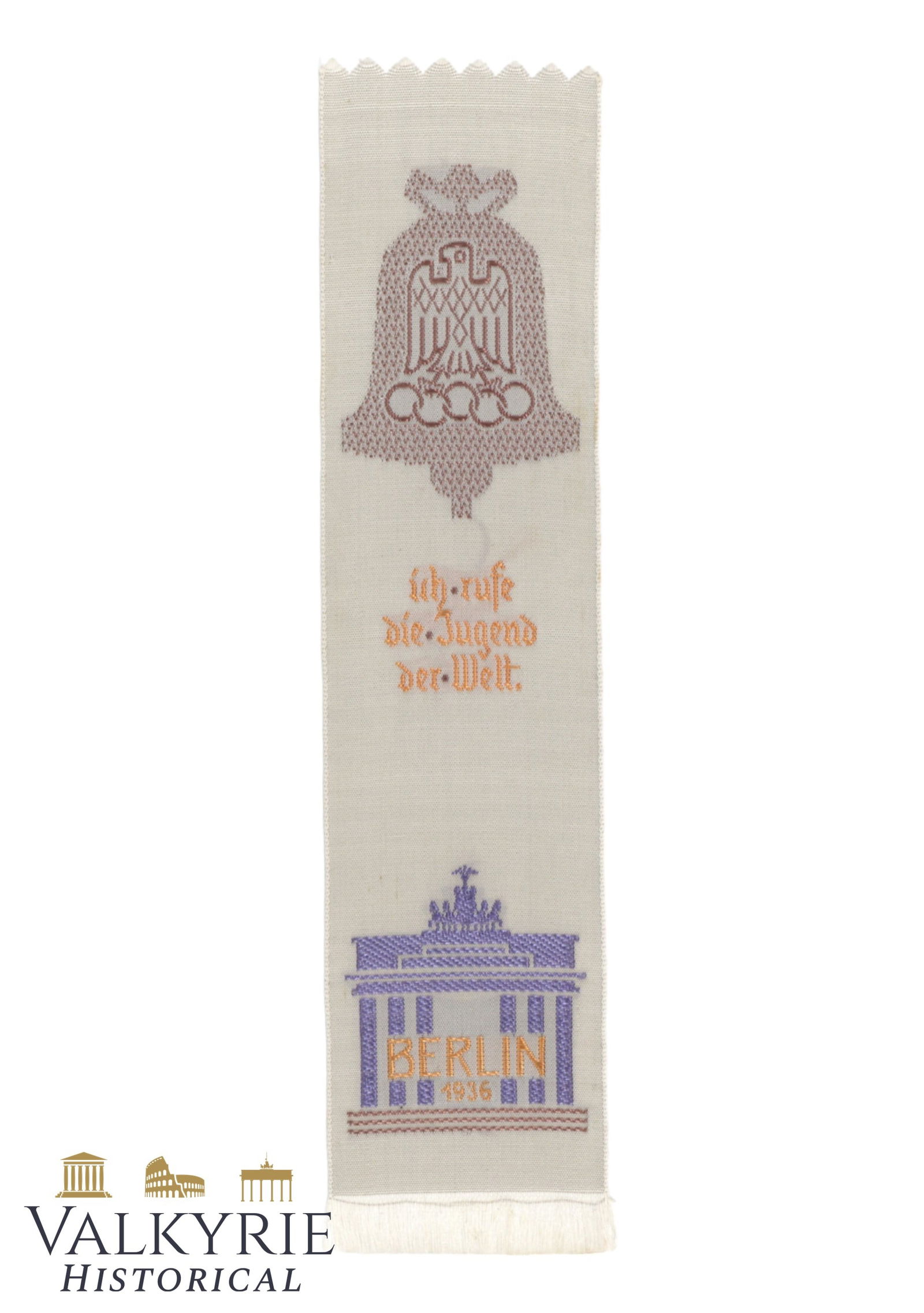 Commemorative Ribbon of the 1936 Berlin Olympic Games "I Call the Youth of The World - Berlin 1936" (1 of 2)
