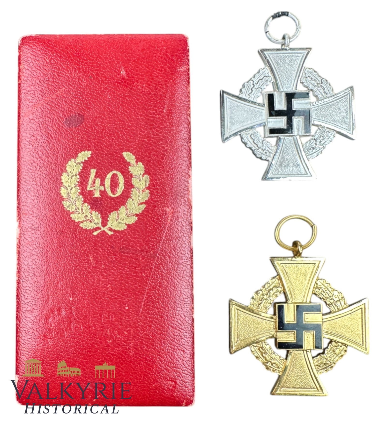 Set of 2 German Faithful Service Medals in Categories of 25 and 40 Years With Box (1 of 12)