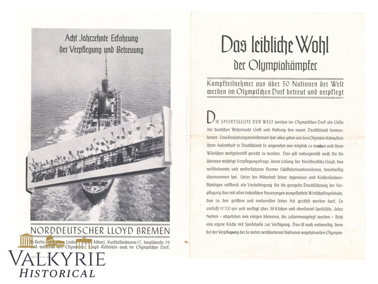 Informative Leaflet About the Berlin Olympic Games "The Physical Well-being - The Olympic Fighter" (1 of 2)