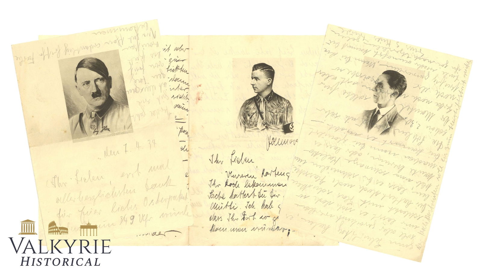 Some Sheets With Nazi Personalities Photos and Hand Written on Each One (1 of 8)