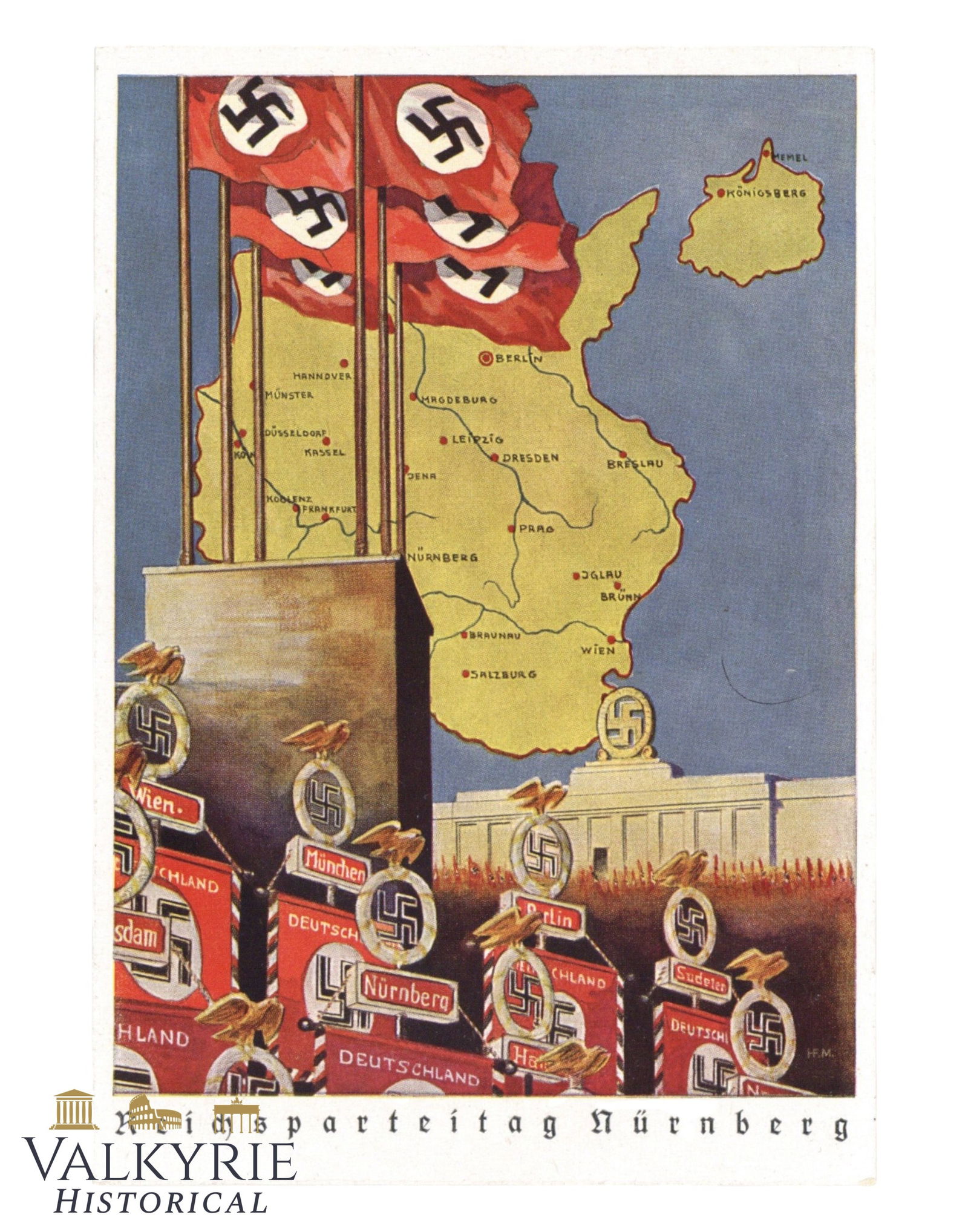 German Commemorative Postcard of the Reichsparteitag in Nuremberg - Part of Big Puzzle: German Commemorative Postcard of the Reichsparteitag in Nuremberg Part of Big Puzzle on the Reverse. All items for this auction will be shipping from Europe. Shipping cost $25 it doesn't matter how ma