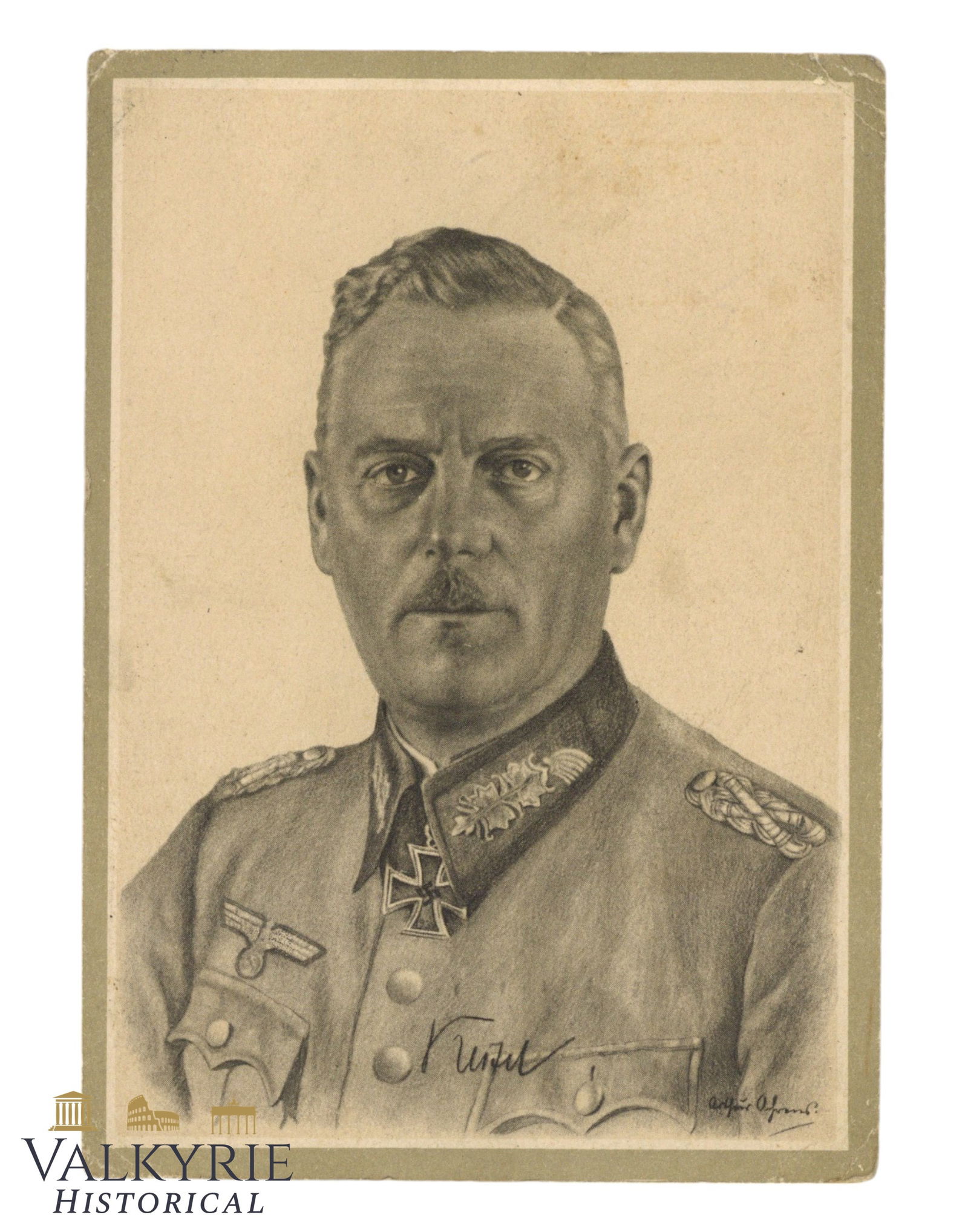 German Postcard With Willrich Drawn Portrait of Wehrmacht Generalfeldmarschall Keitel (1 of 2)